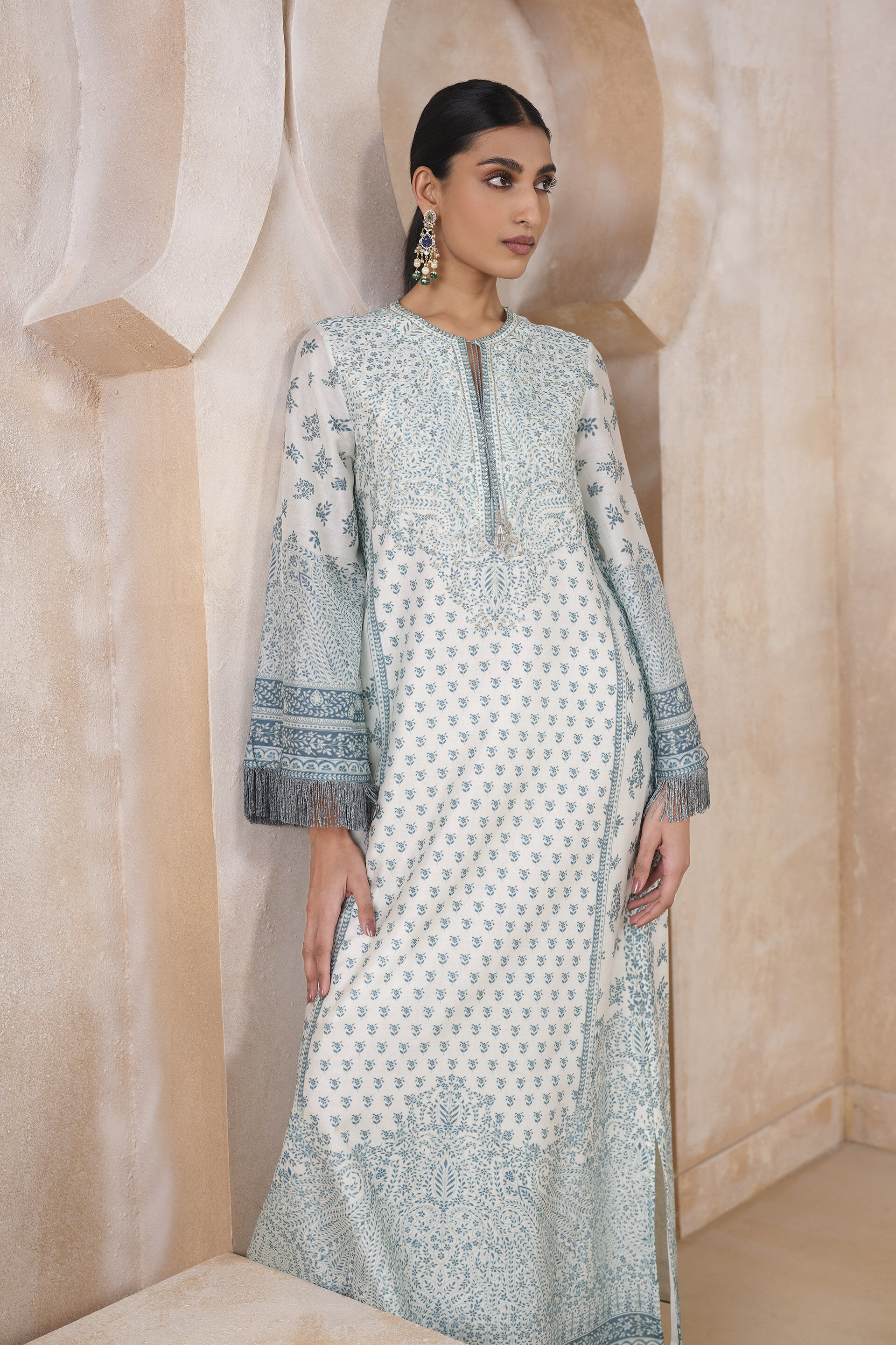 Anaya Silk Kaftan - White, White, image 4