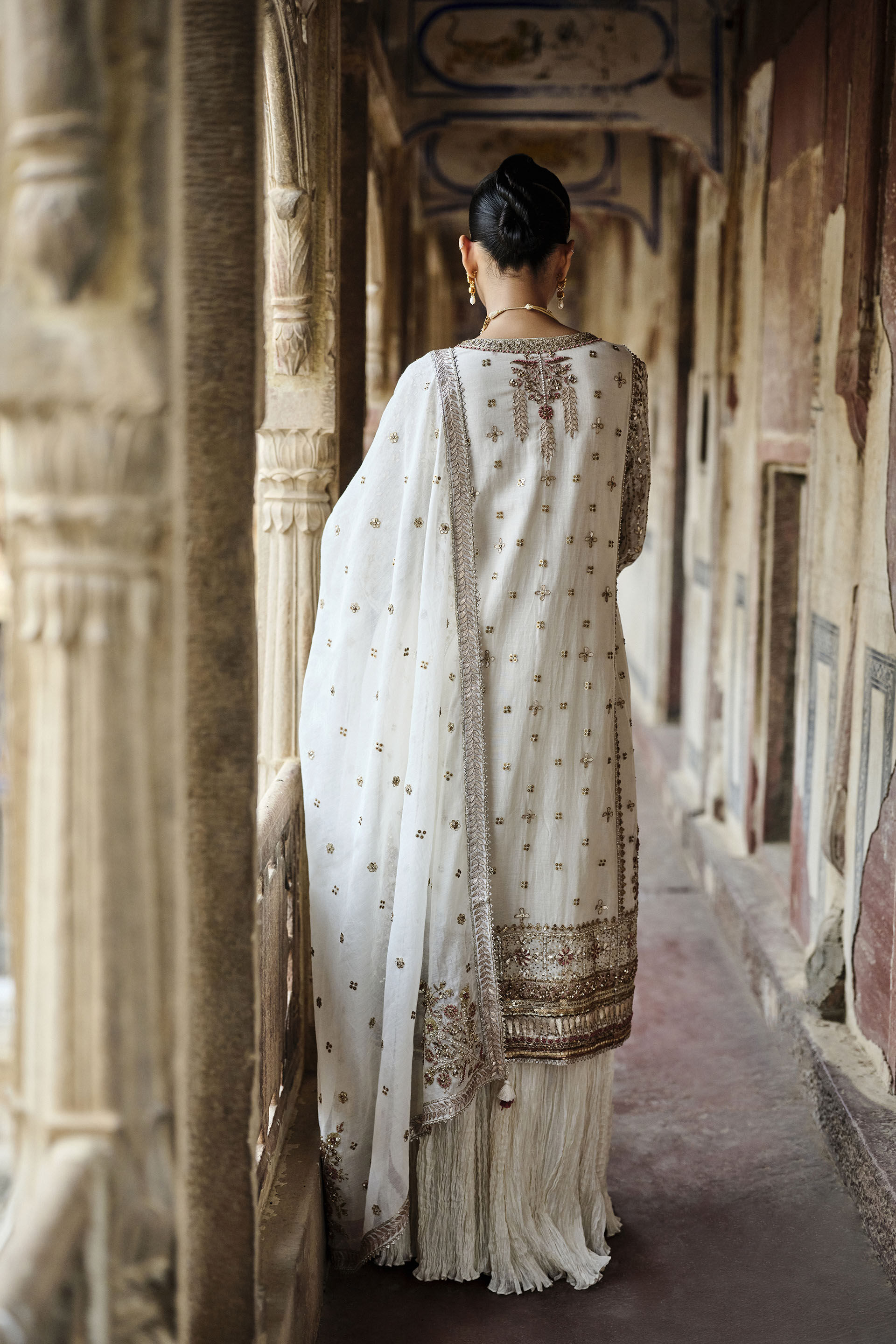 Idhaya Gota Patti Mul Sharara Set - Natural