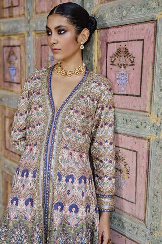 Krandasi Embroidered Zardozi Jacket Set - Blush, Blush, image 3