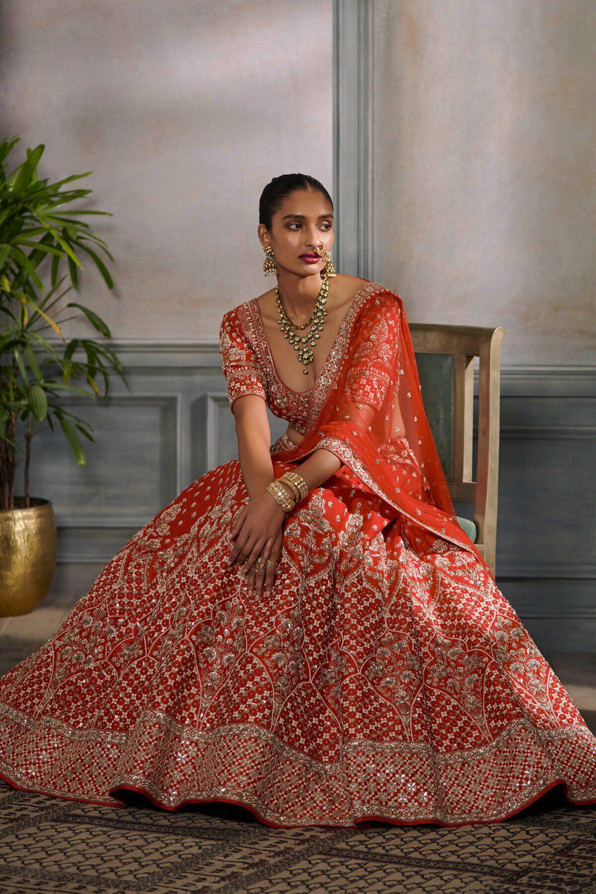 Buy Red Embroidered Georgette Lehenga Choli Online At Zeel Clothing