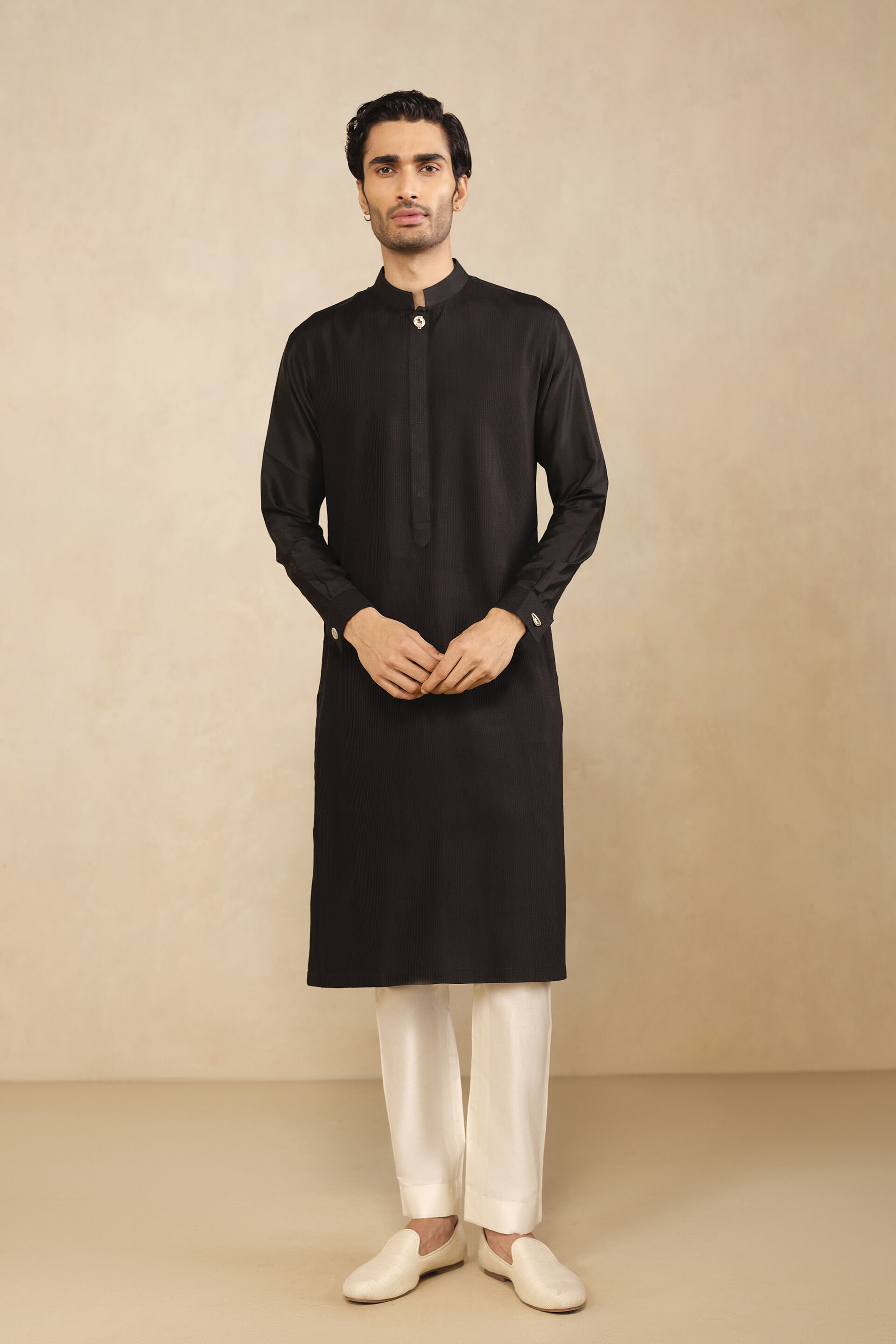 Affan Silk Kurta -  Black