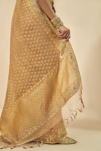 Sunehra Benarasi Silk Gota Patti Saree, Gold, image 6