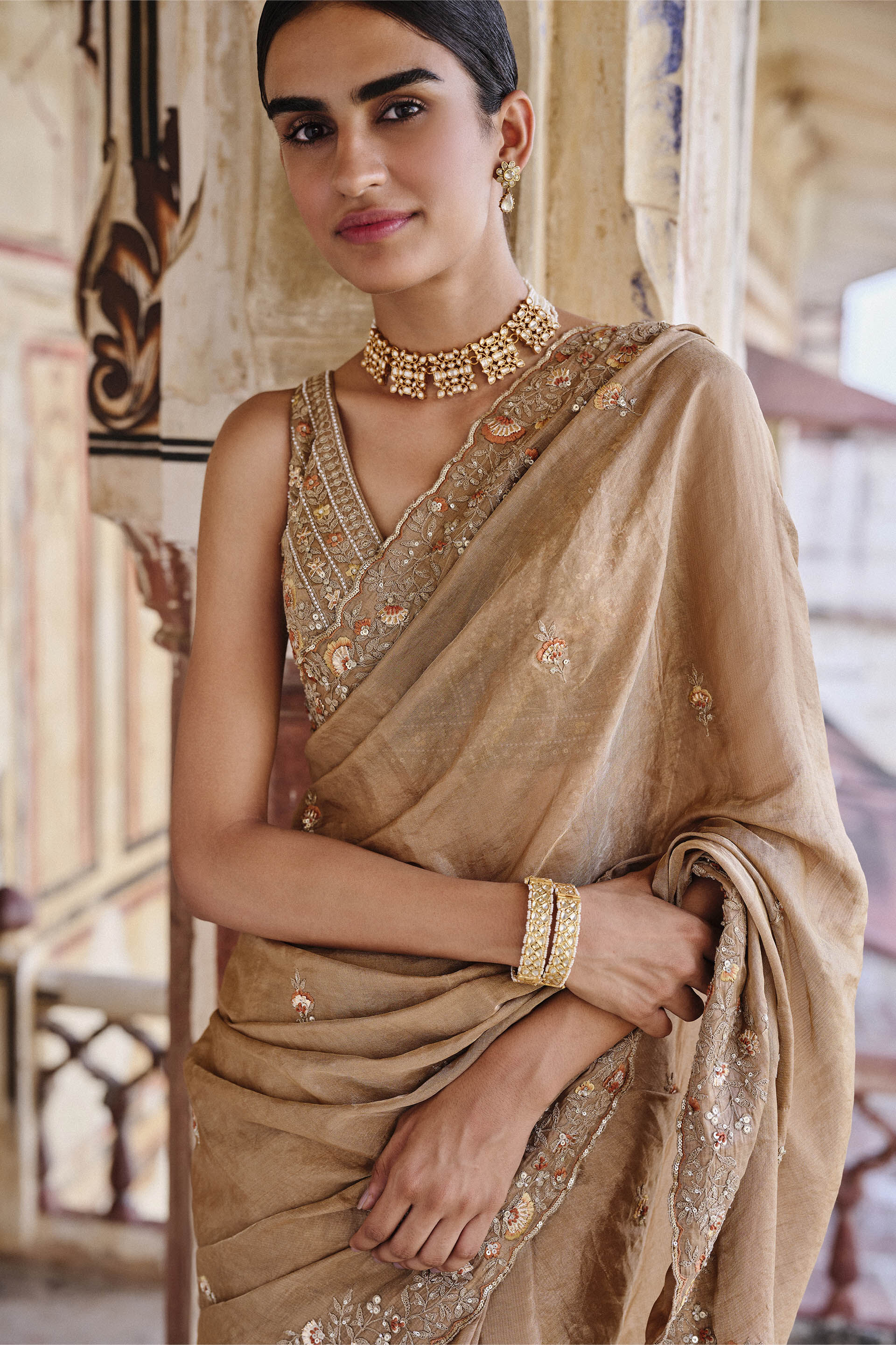 Zohura Silk Saree Bronze