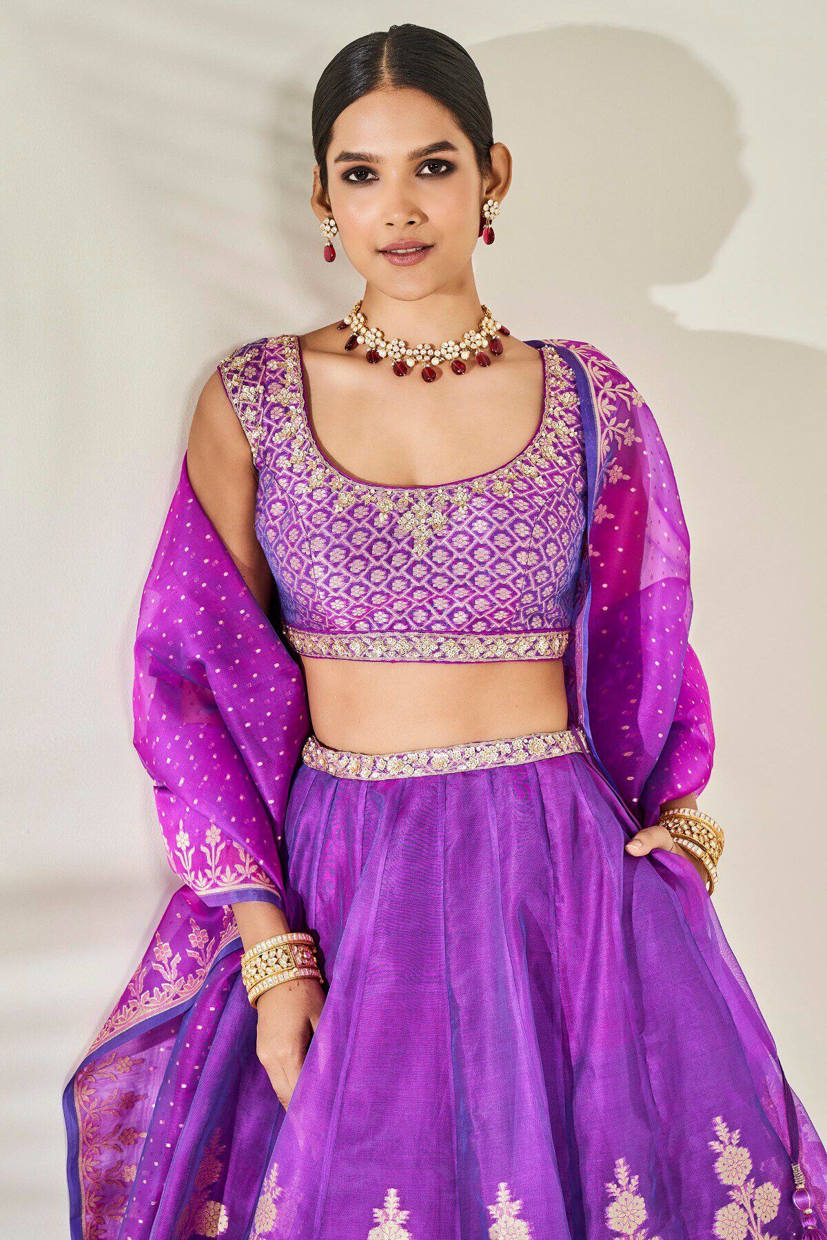 Net Embroidered Lehenga in Purple – Common Kiwi