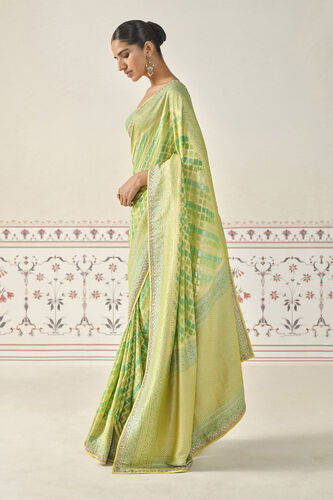 Trayi Handwoven Benarasi Silk Saree - Green, Lime, image 3