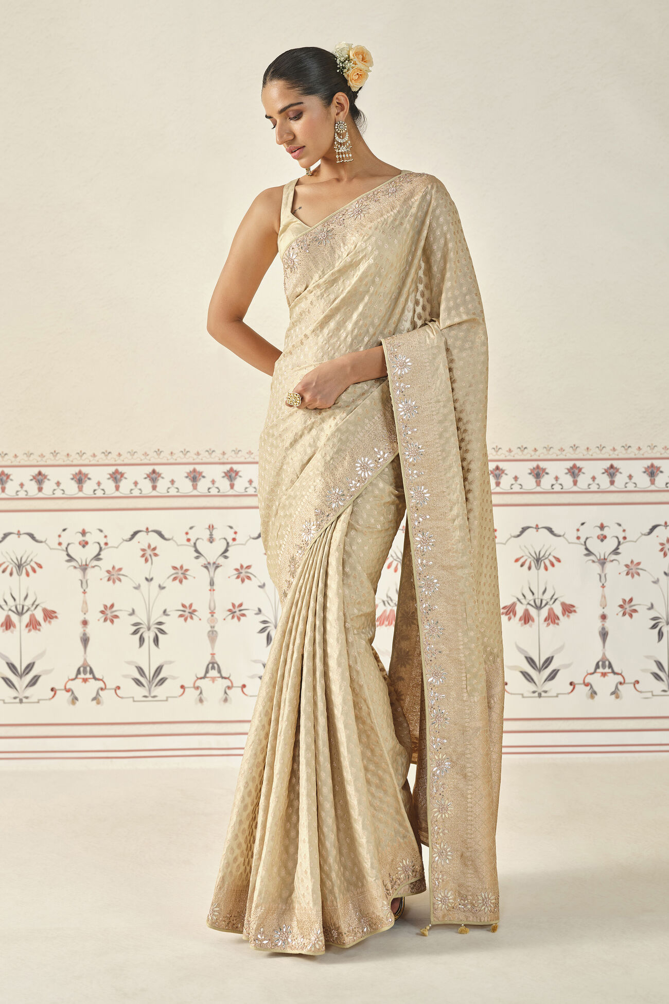 Kunadana Handwoven Benarasi Silk Saree, Gold, image 1