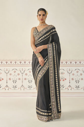 Sumrak Gota Patti Silk Saree - Black, Black, image 1