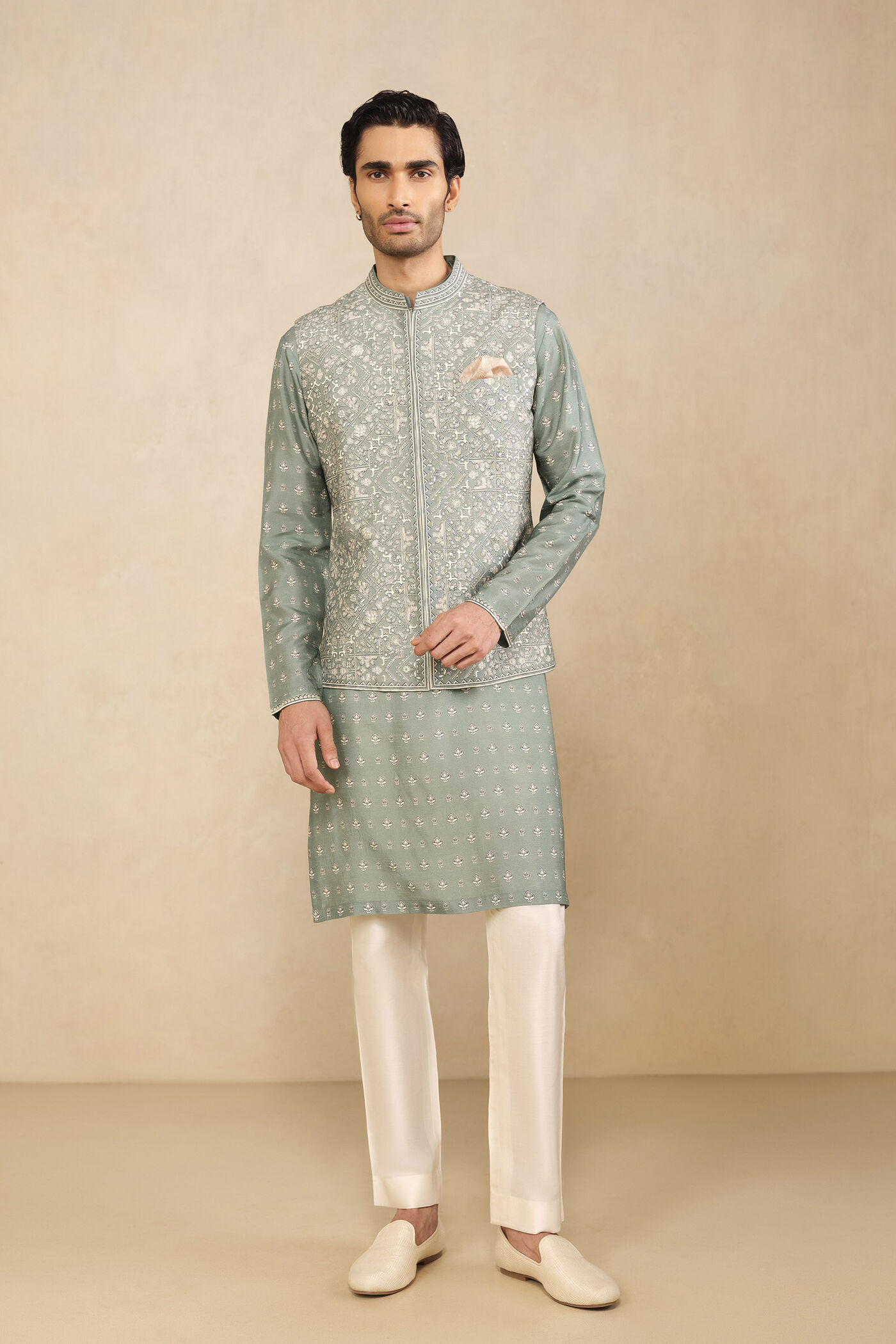 Taran Nehru Jacket - Mist Blue