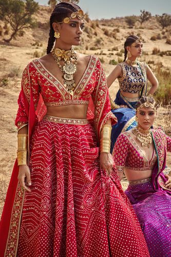 3 - Bhuvi Bandhani Lehenga Set – Red, image 3