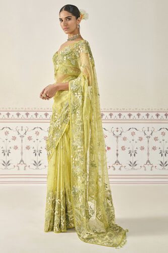 Mrigakshi Embroidered Saree Set - Lime, Lime, image 3