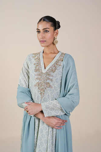 Josika Embroidered Georgette Suit Set - Blush, Powder Blue, image 4