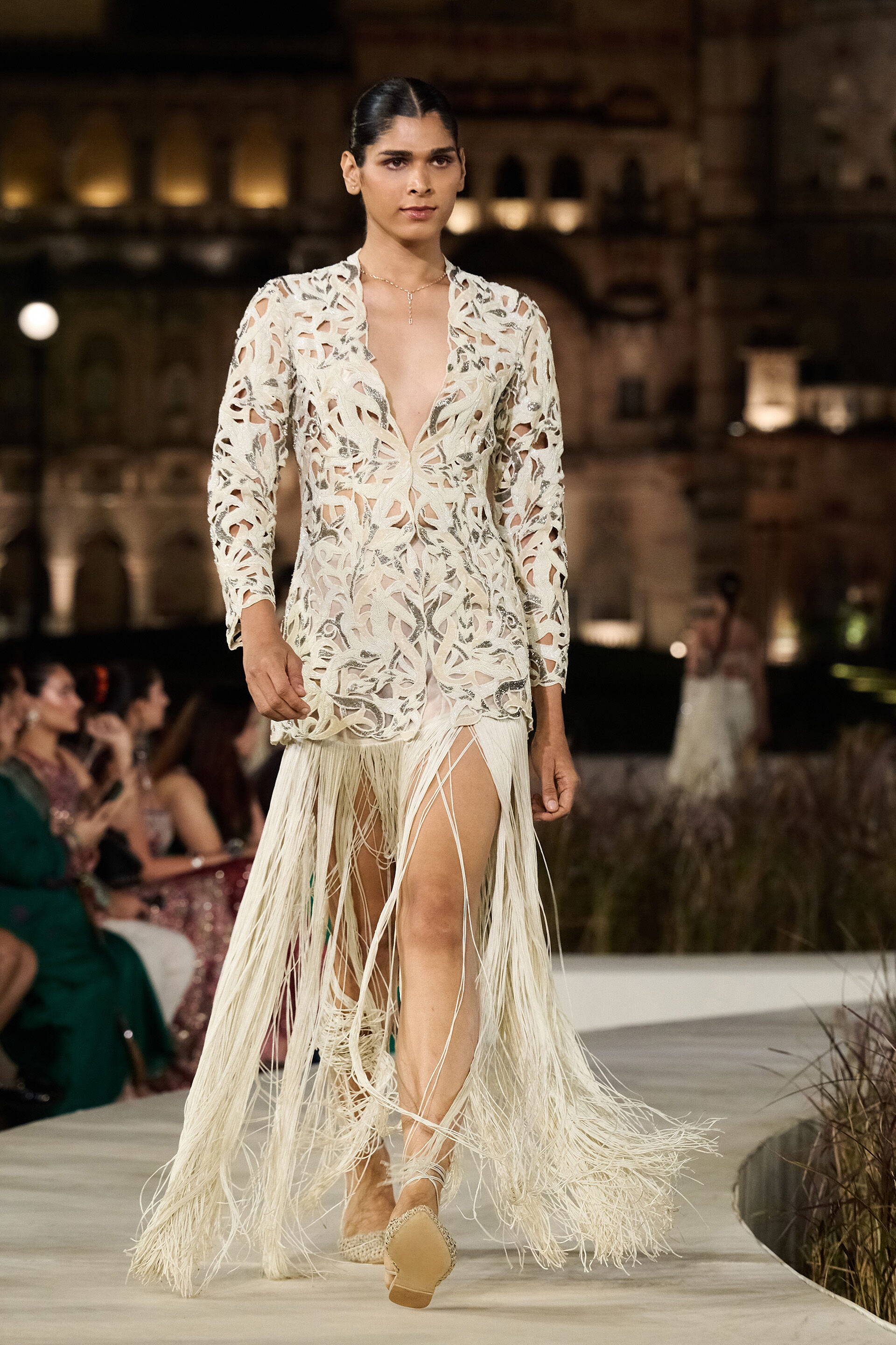 Xylandra Broderie & Macrame Jacket Set - Ivory