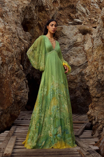 Ivresse Bemberg Chiffon Gown - Lime, Lime, image 1