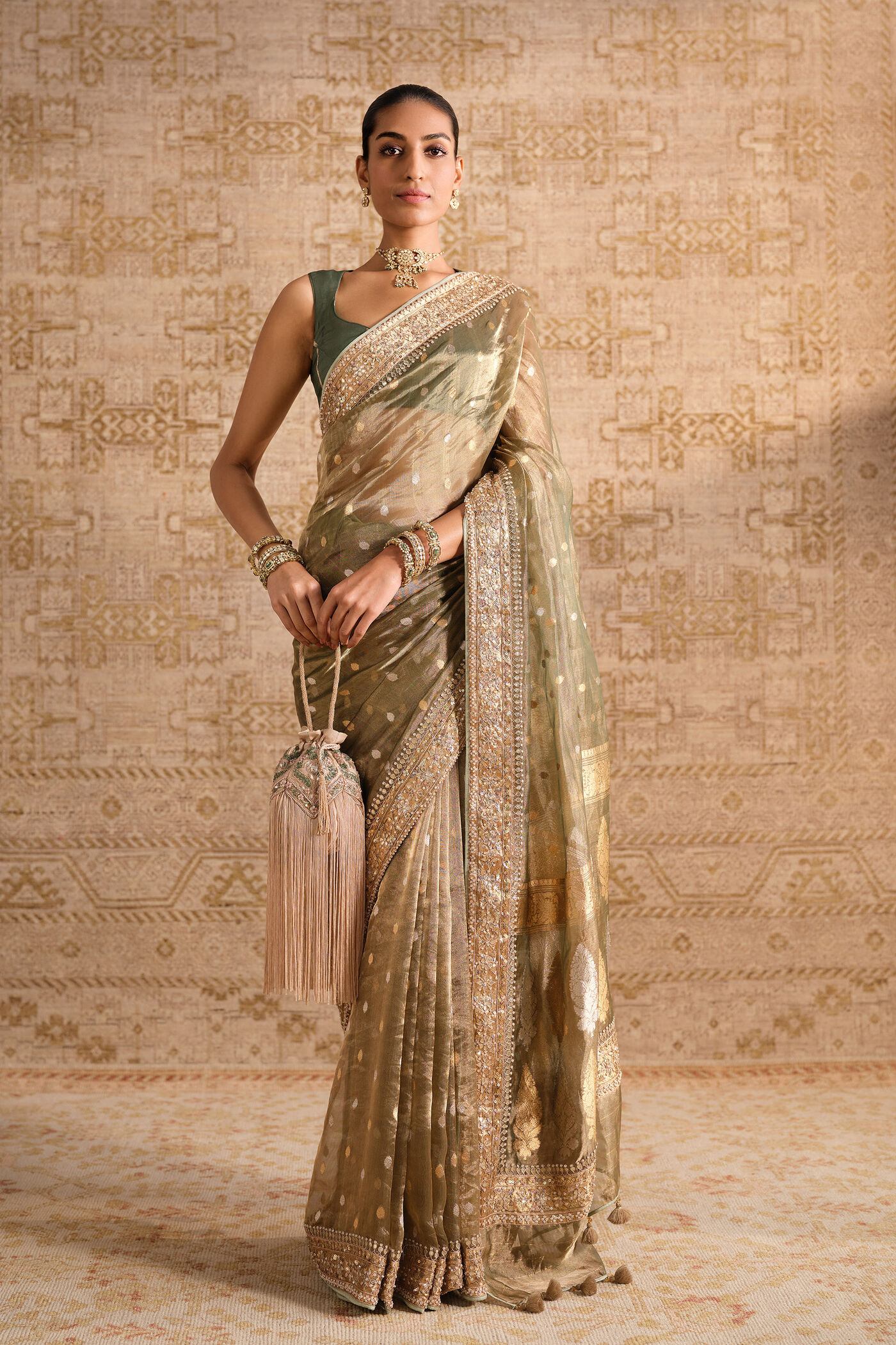 Buy Designer Devya Handwoven Benarasi Silk Saree - Sage Online for ...