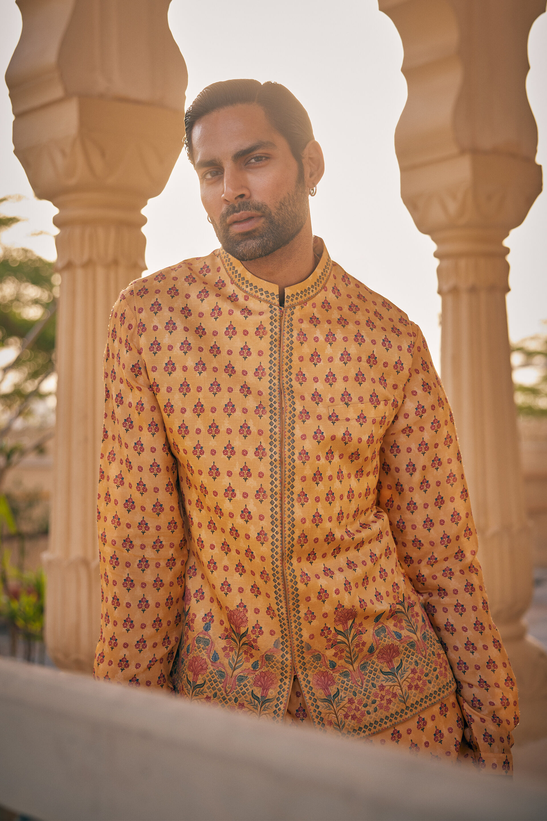 Ashmayu Nehru Jacket - Mustard, Mustard, image 3