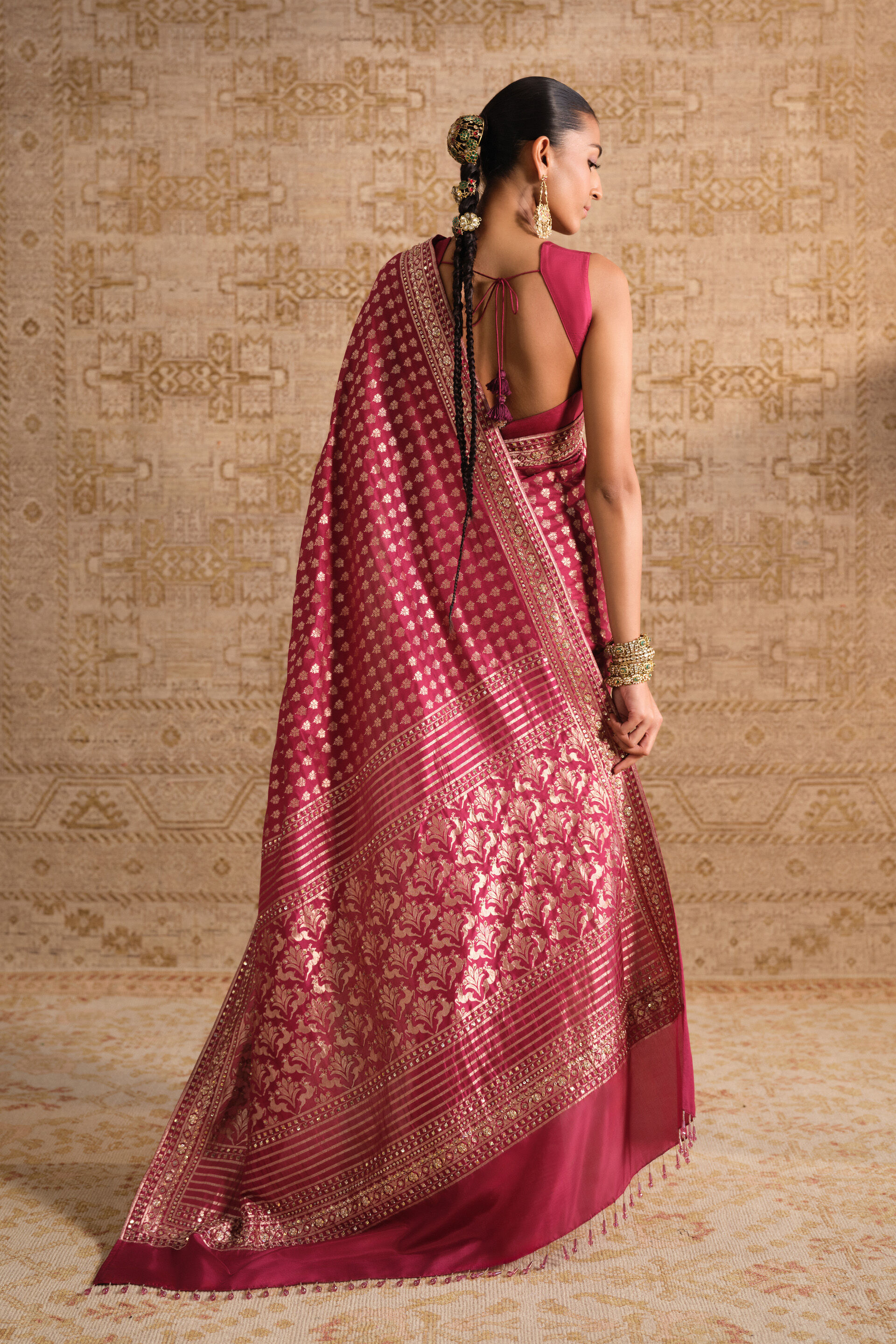 Suvrata Handwoven Benarasi Silk Saree - Ruby, Ruby, image 4
