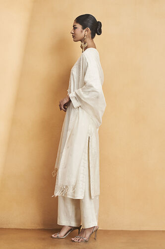 Samudra Embroidered Silk Suit Set - White, White, image 3