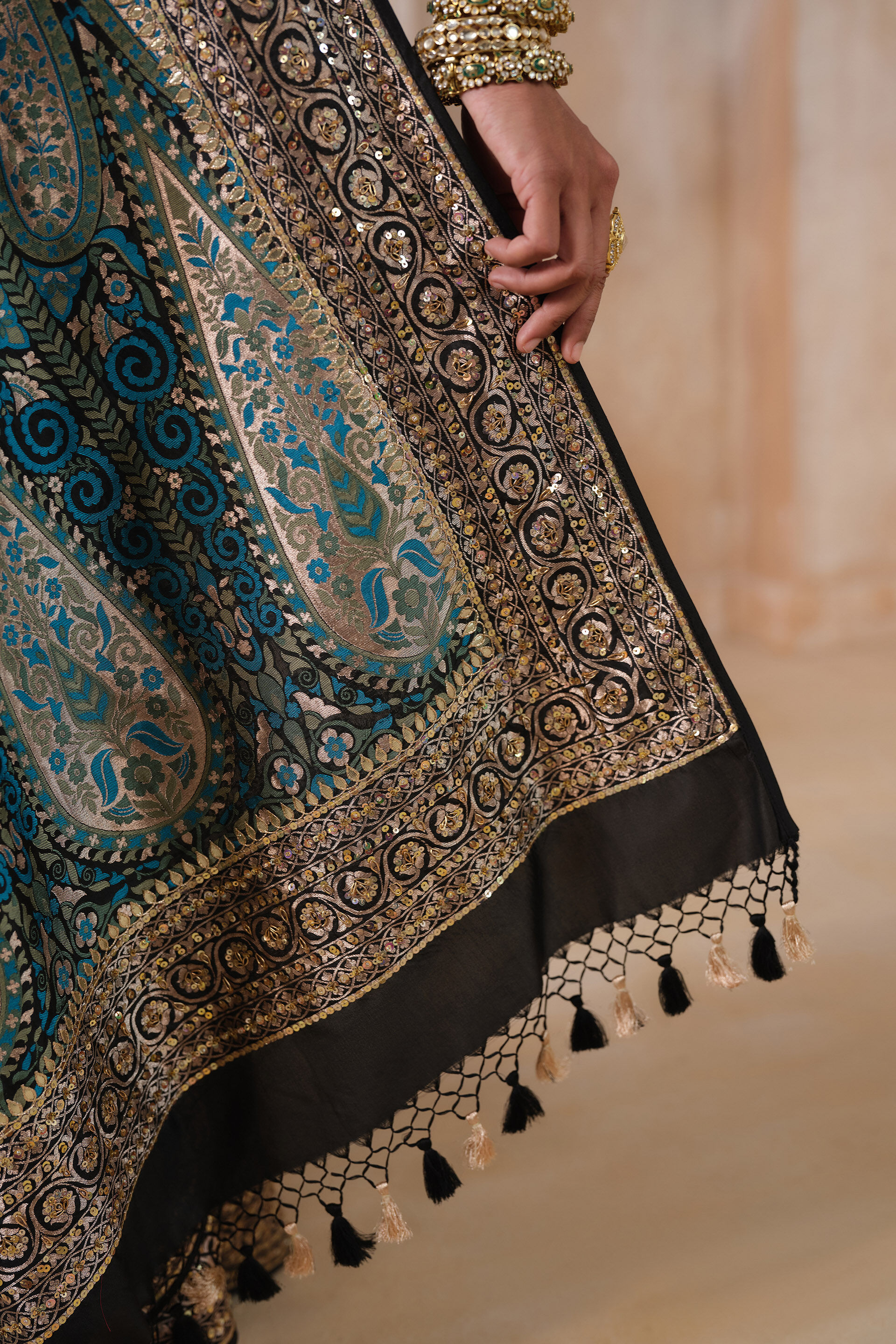 Anuranjita Handwoven Benarasi Silk Saree, Black, image 5
