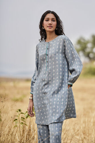 Inland Hand-block Printed Linen Coord - Blue, Blue, image 3