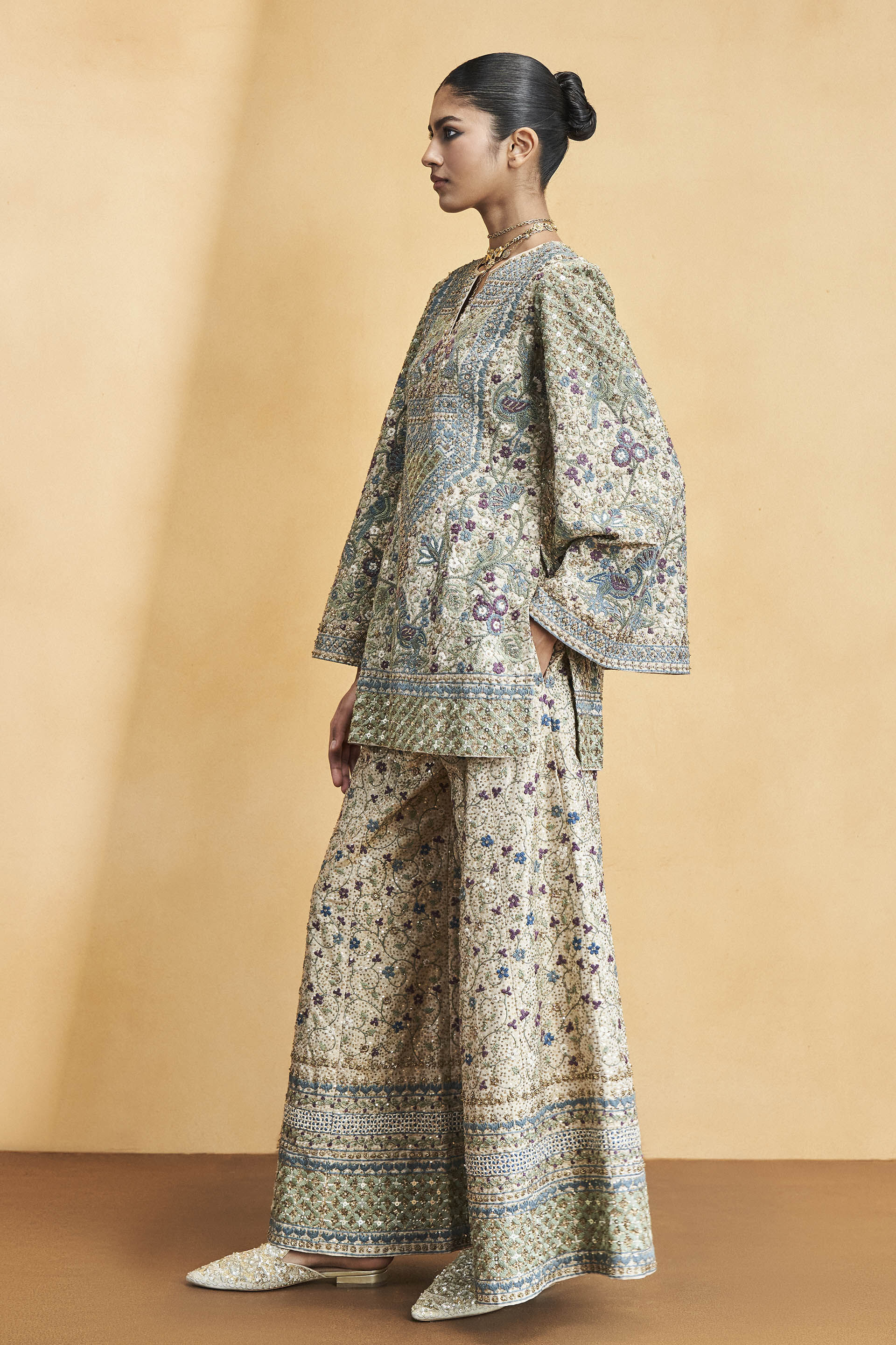 Harmony Of The Forest Embroidered Zardozi Pant Set - Gold