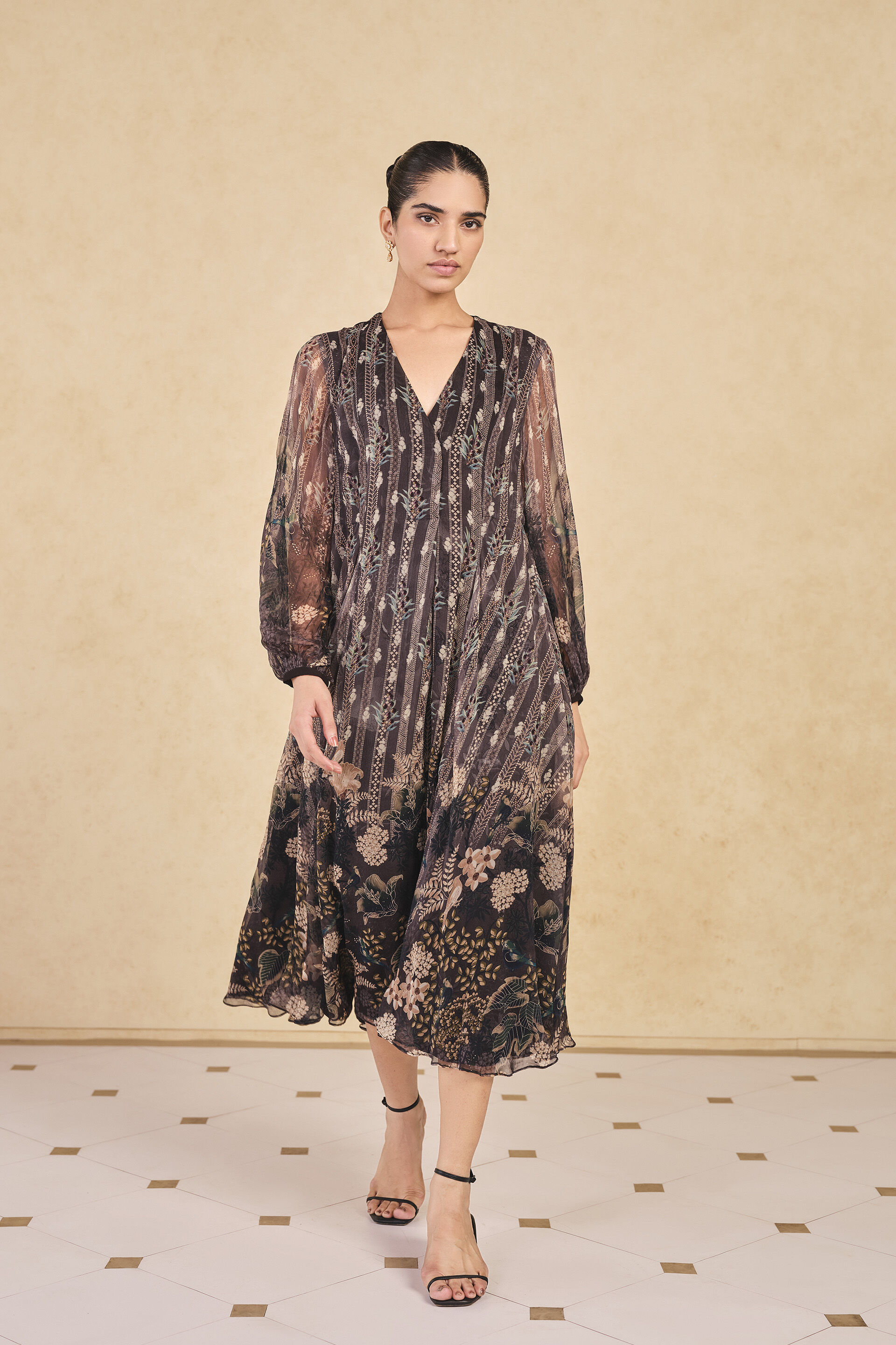 Jumaana Printed Dress - Black