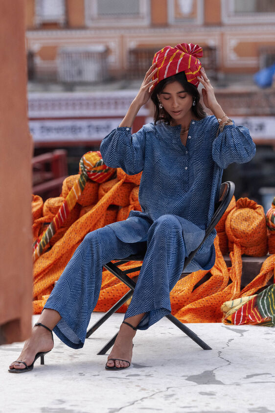 Johri Tunic Coord Set, Indigo, image 4