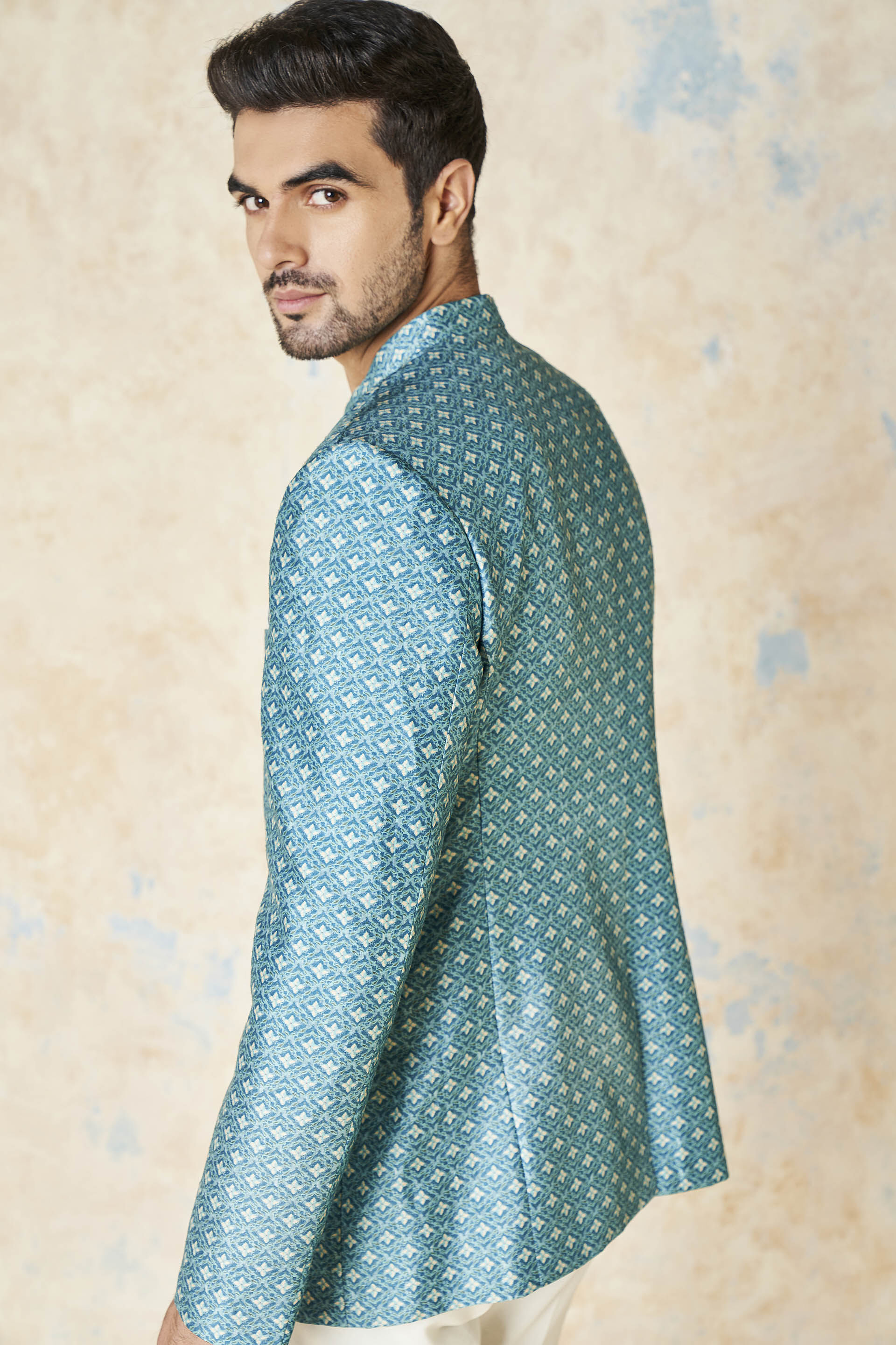 Asad Silk Bandhgala - Blue, Blue, image 5