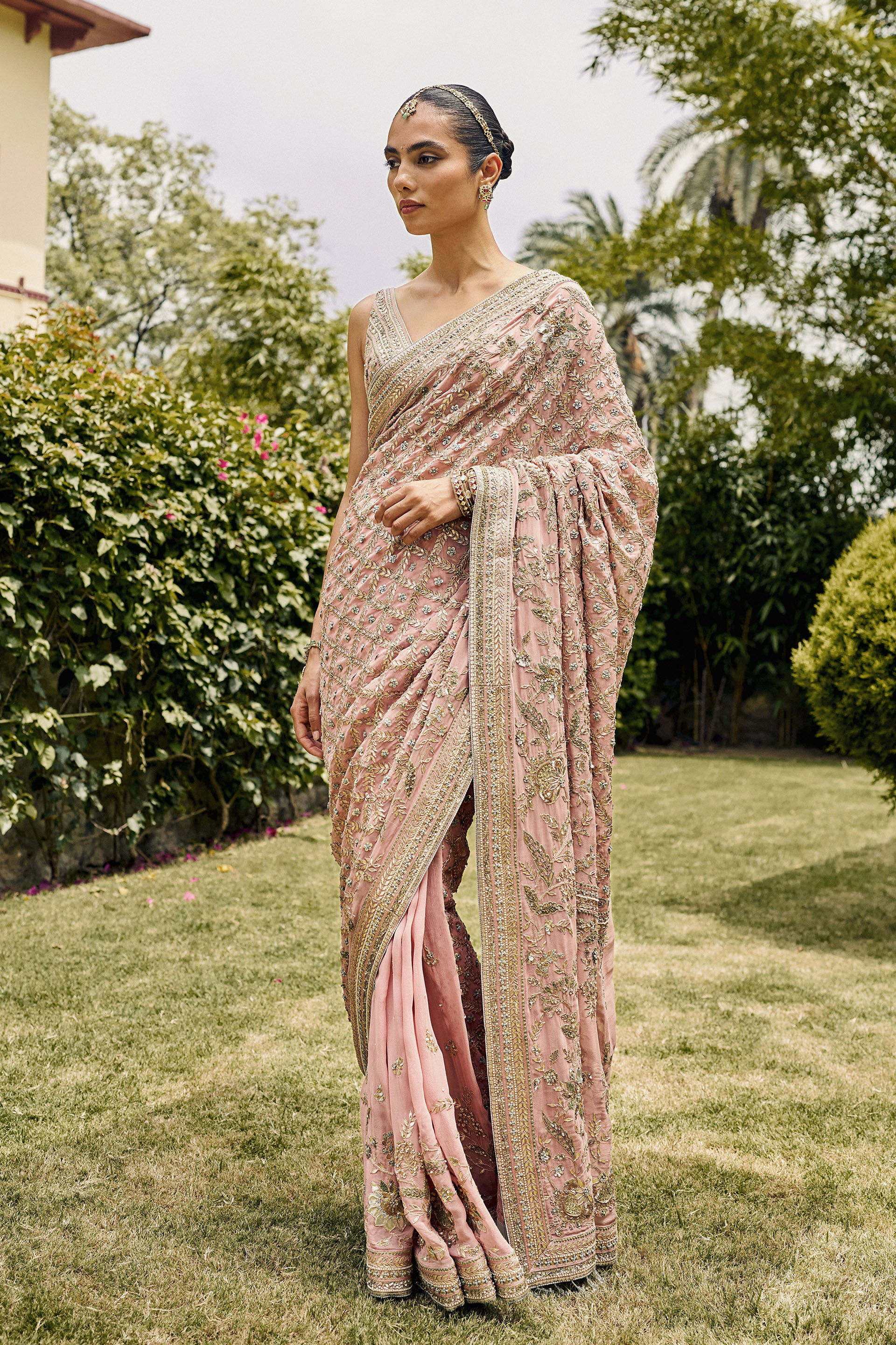 Evermore Gota Patti Saree - ​Blush