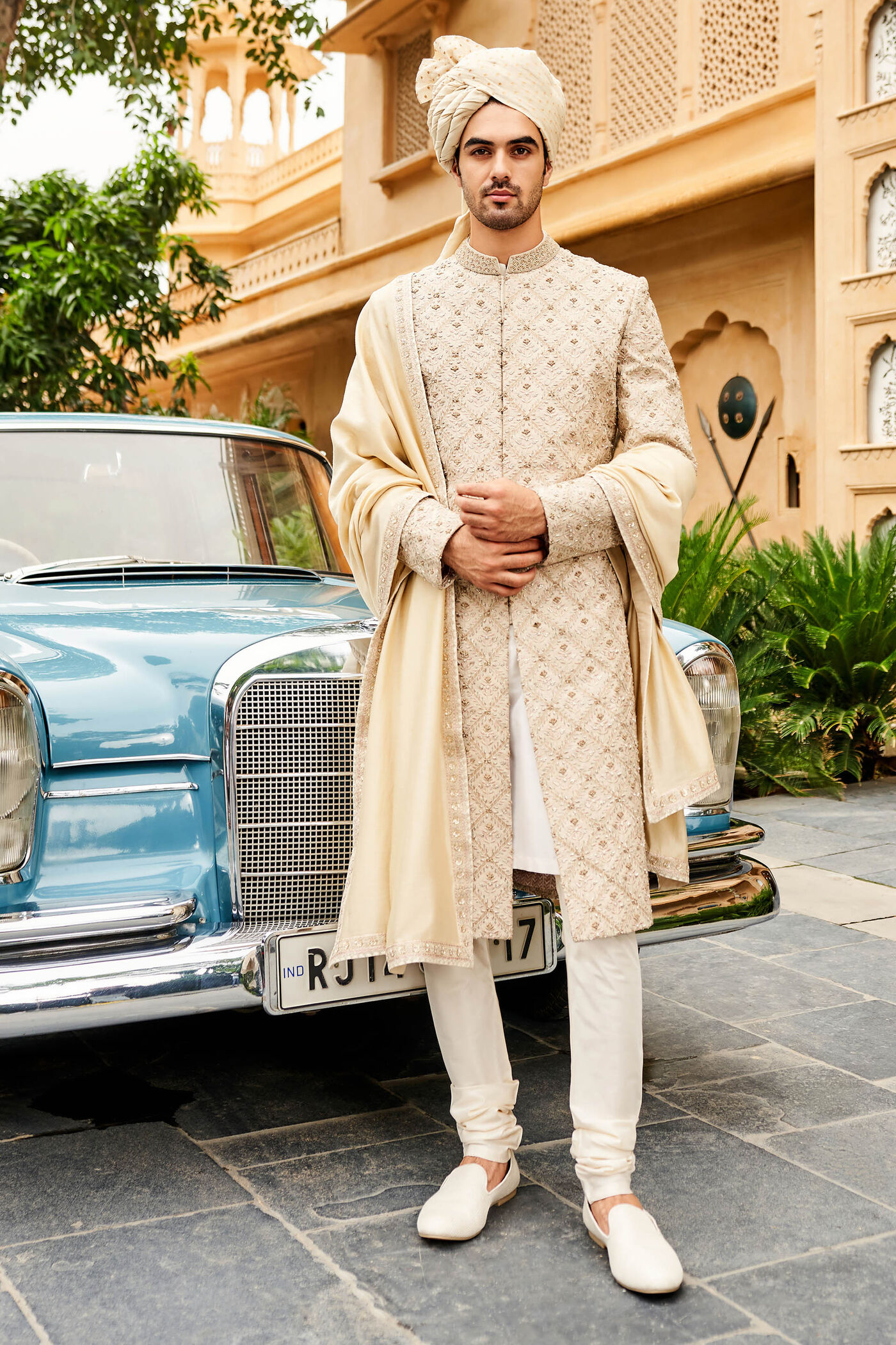 Aalekh Silk Sherwani - Cream