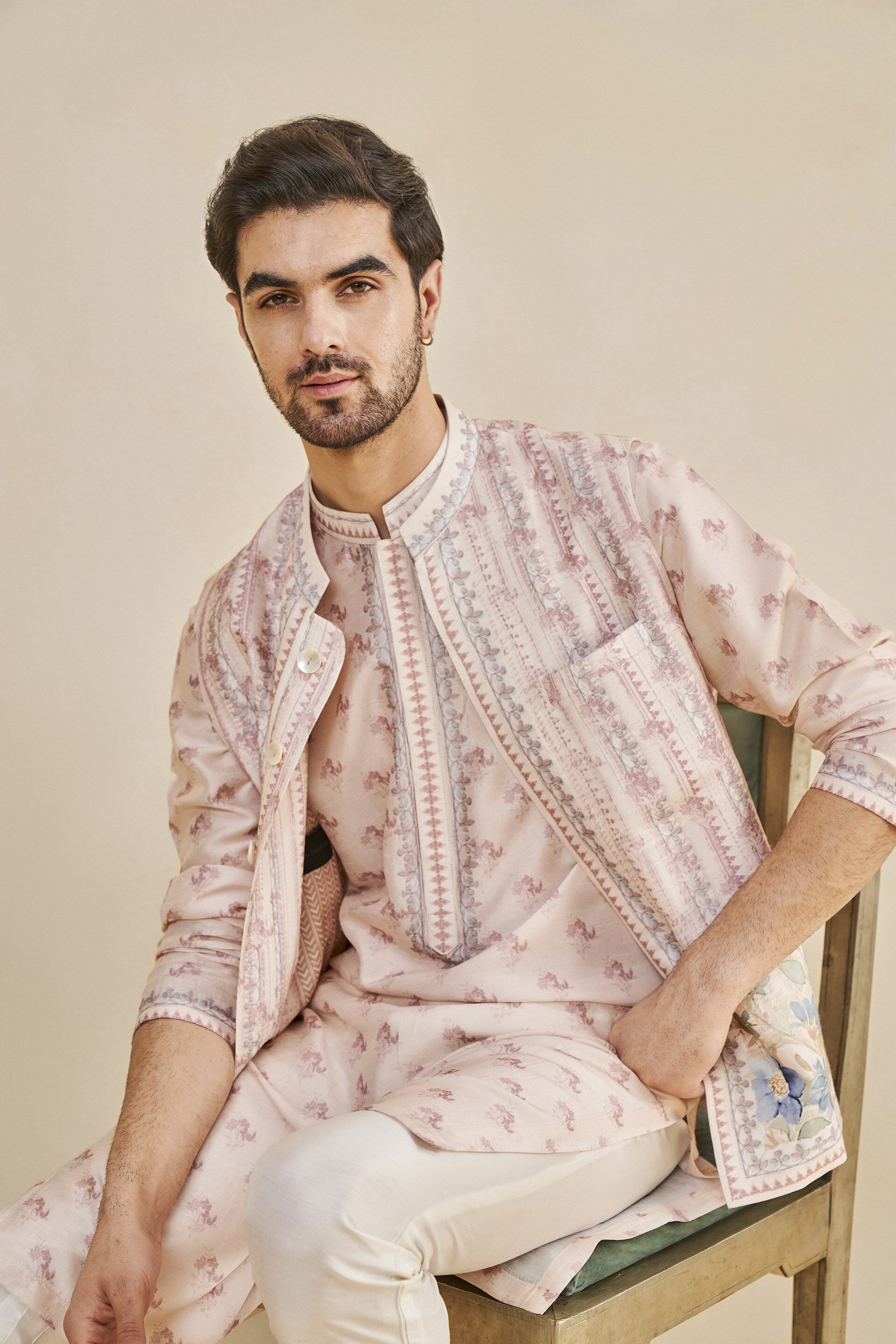 Rohak Nehru Jacket - Salmon, Salmon, image 4