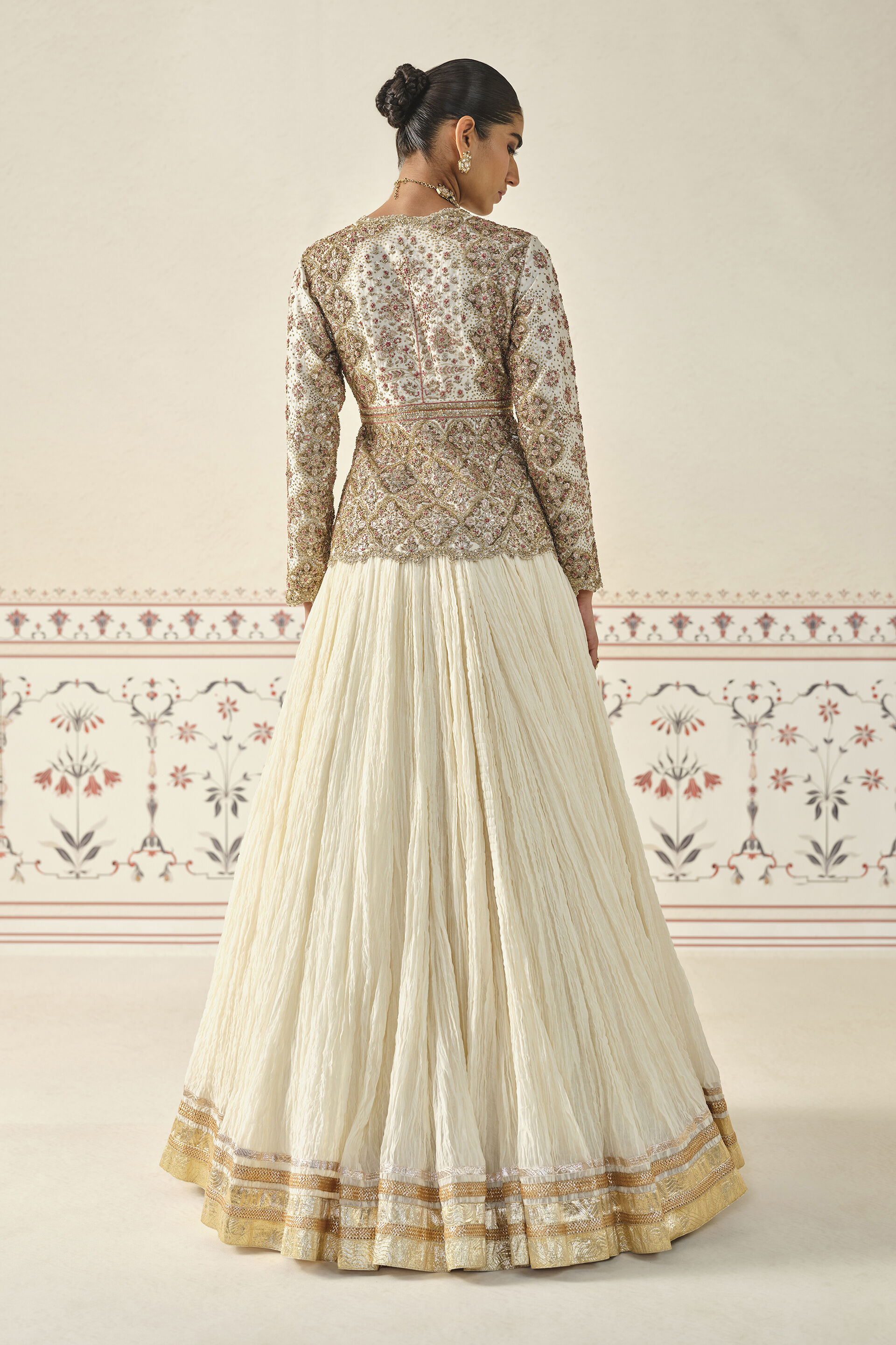 Ardra Gota Patti Mul Skirt Set - Natural