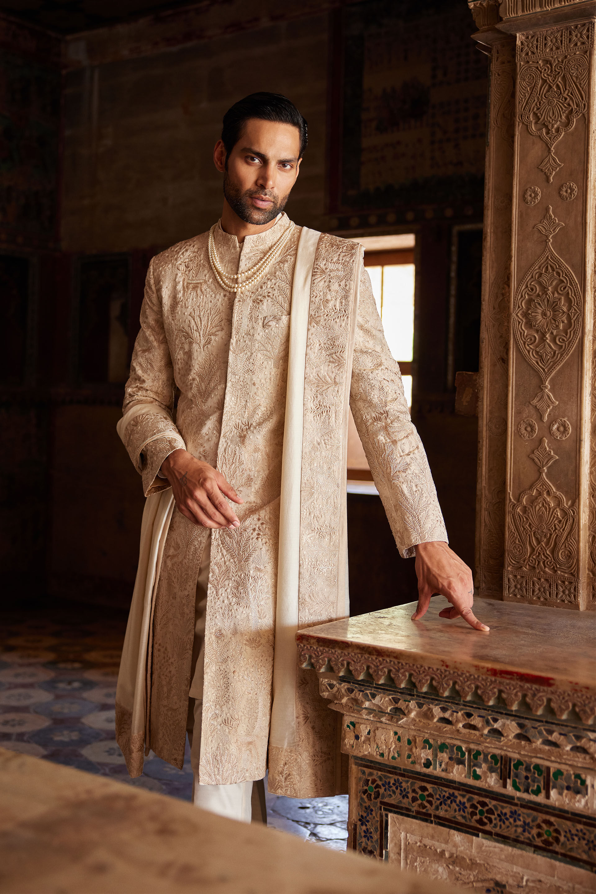 Parnav Hand-embroidered Sherwani - Gold