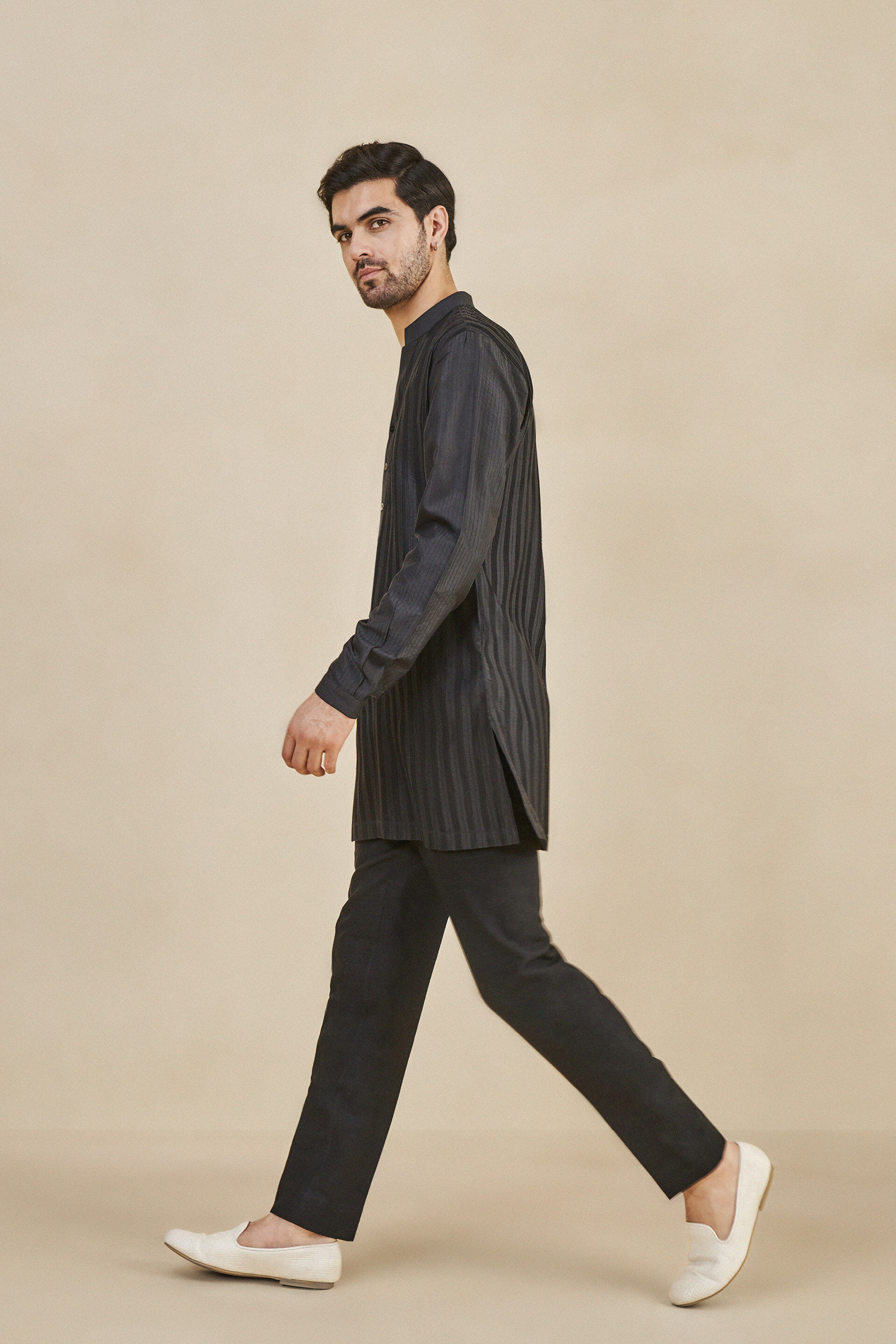 Black Silk Trousers, Black, image 3