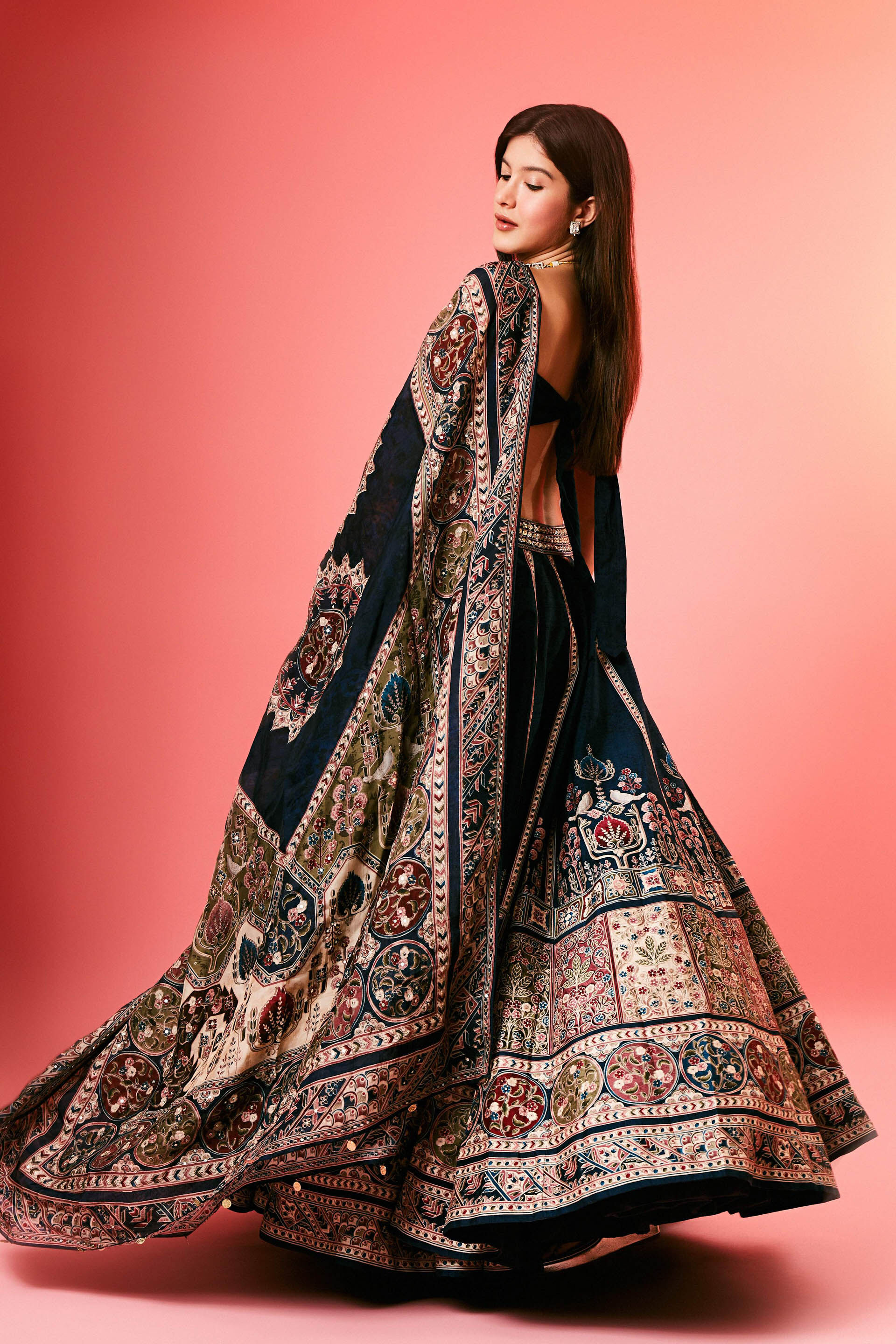 Azka Embroidered Lehenga - Blue, , image 2