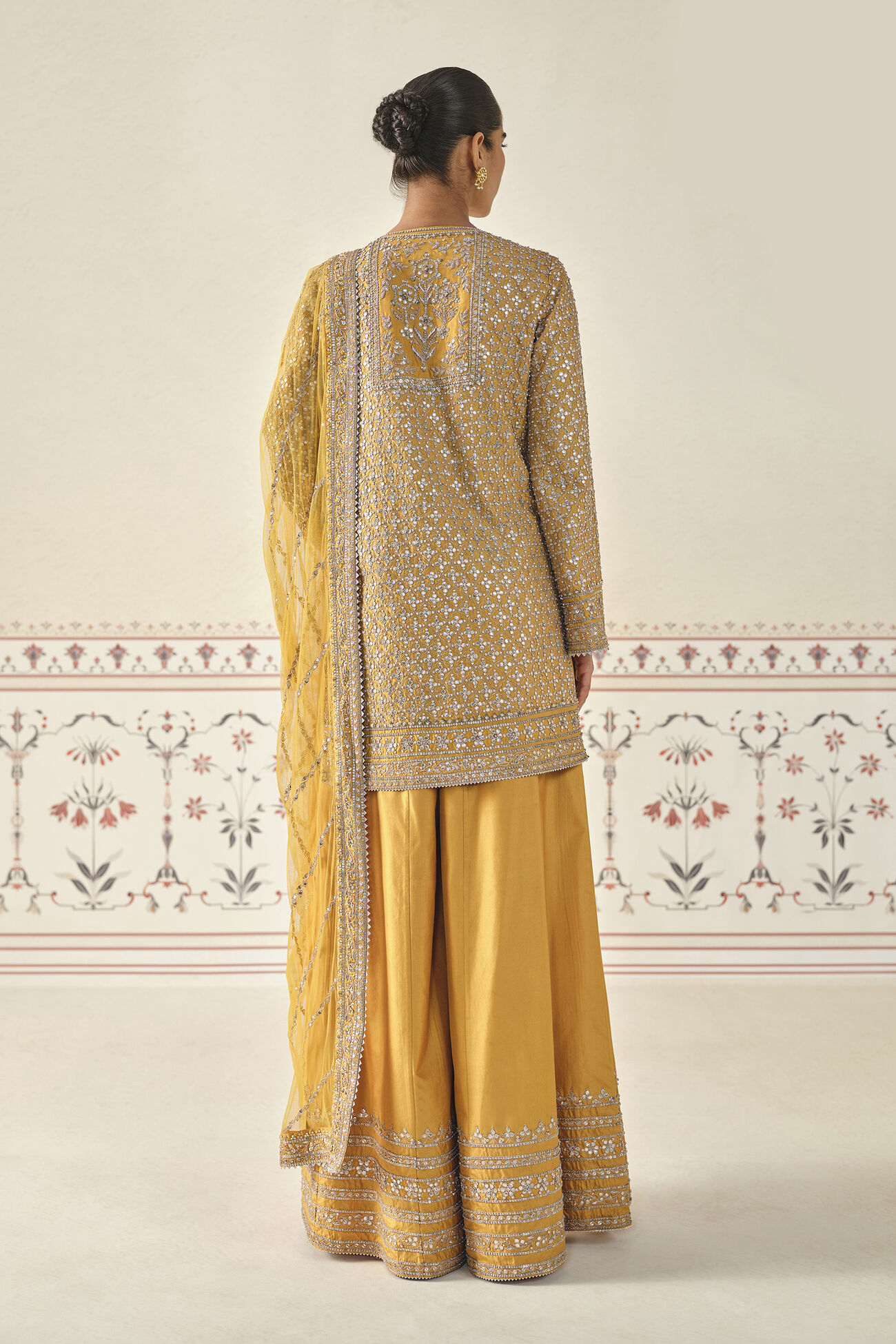 Sidra Gota Patti Silk Sharara Set - Mustard, Mustard, image 2