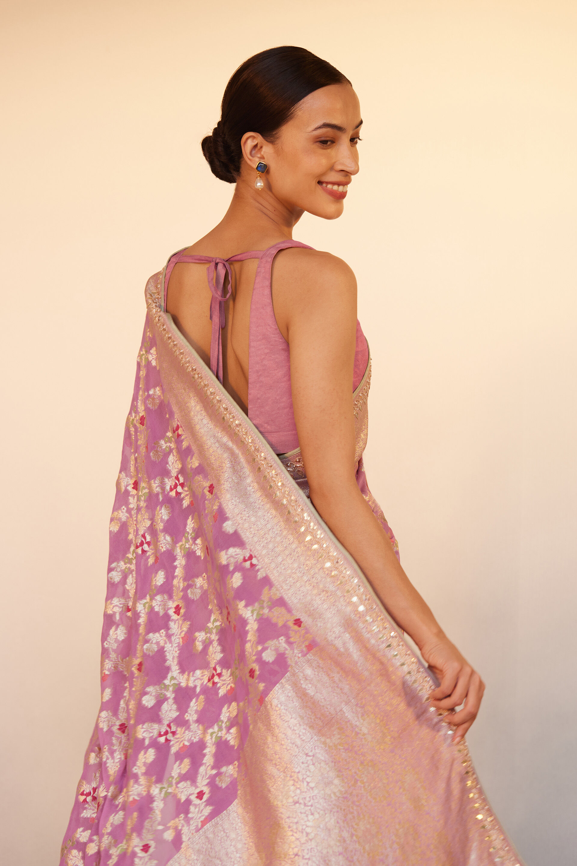 Nitara Benarasi Silk Saree - Lilac, Lilac, image 6