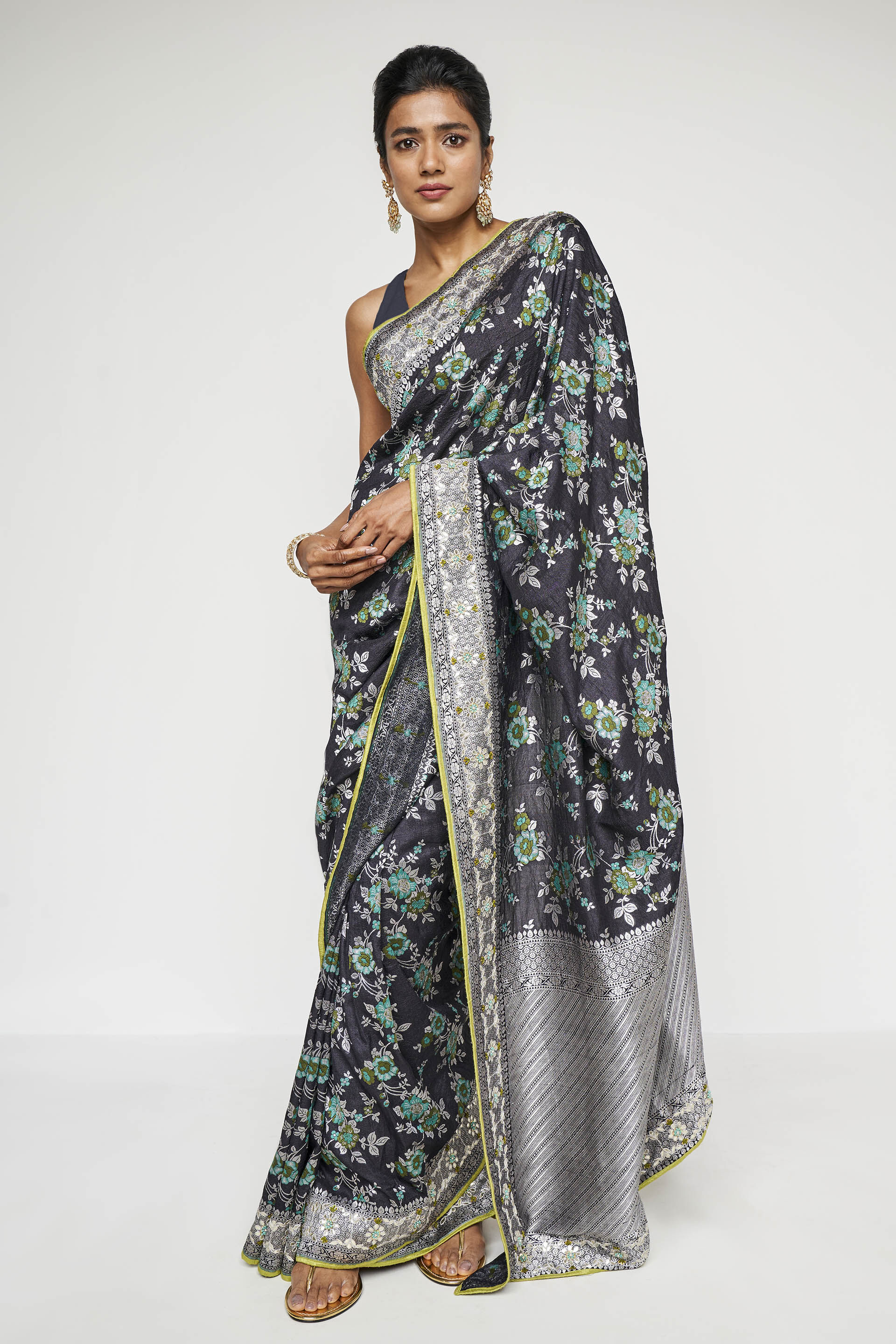 Meha Benarasi Saree - Black, Black, image 4