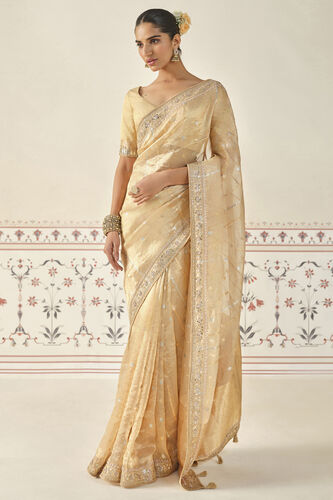 Aryahi Handwoven Benarasi Saree Set - Gold, Gold, image 1