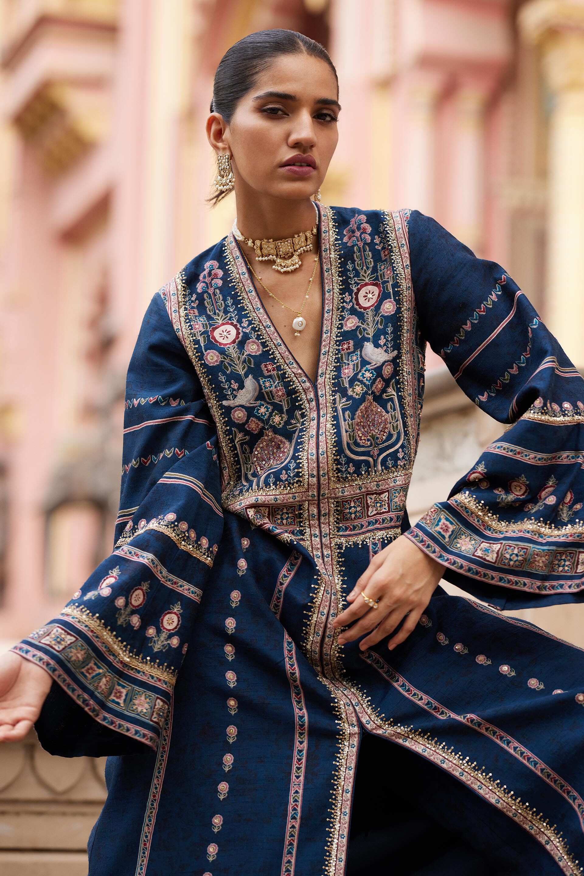 Buy Zyva Jacket Set Blue Online from Anita Dongre
