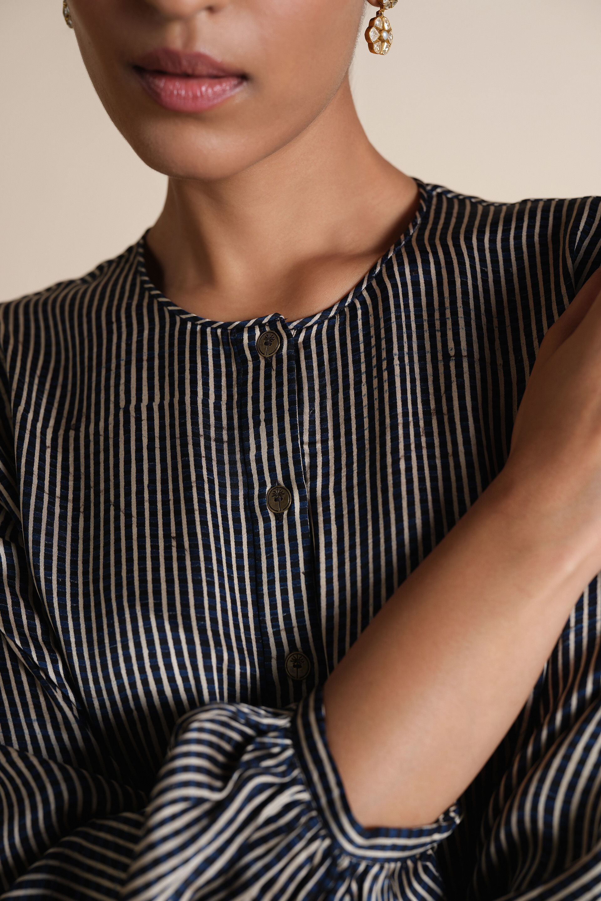 Gwylan Hand-block Printed Co-ord - Grey, Grey, image 6