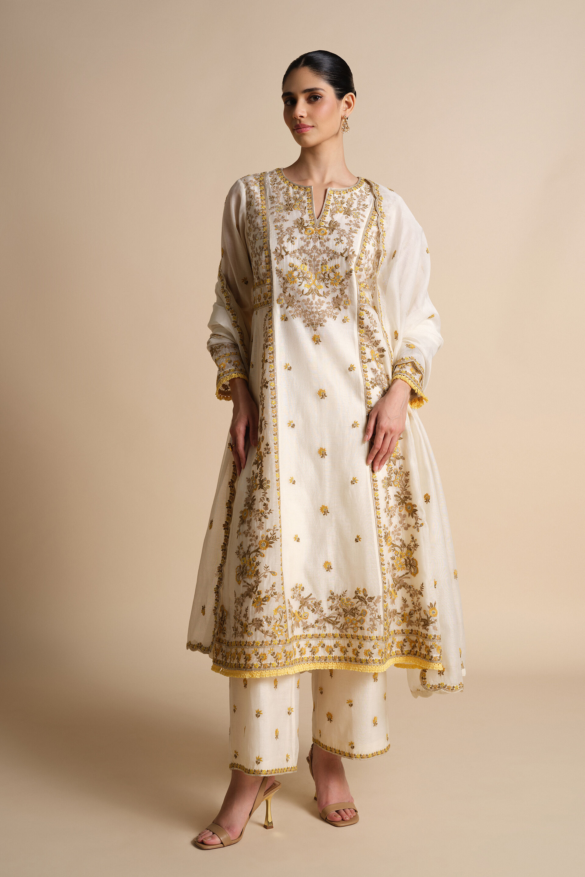 Amra Embroidered Mul Suit Set - Natural, Natural, image 4