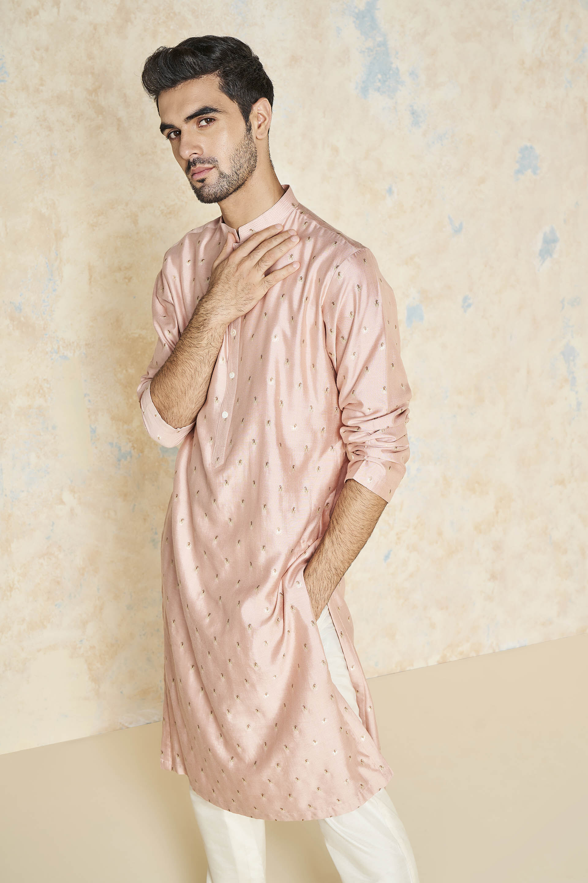 Risay Silk Kurta - Pink, Pink, image 4
