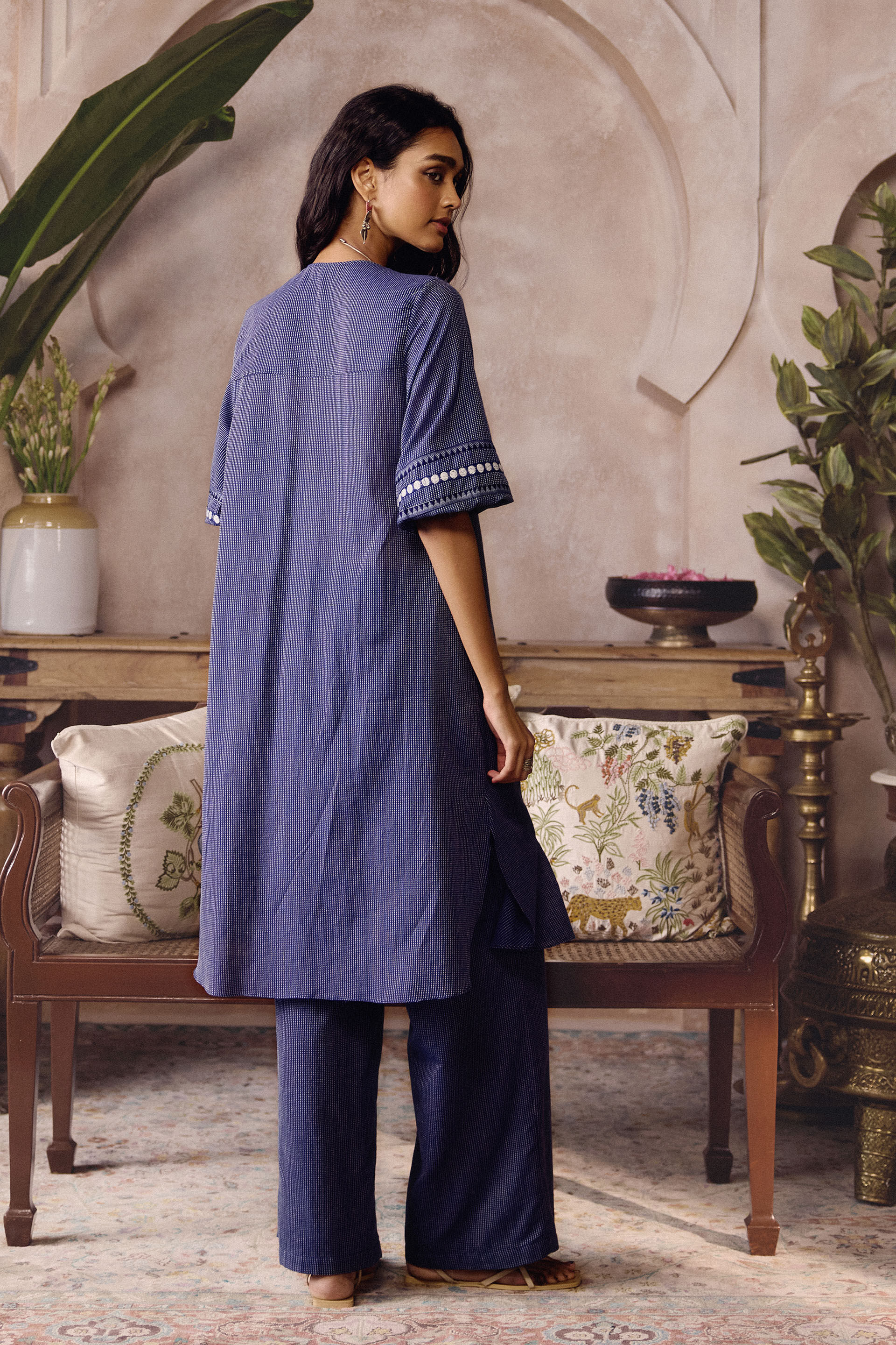 Claramay Handwoven Kurta Set - Indigo
