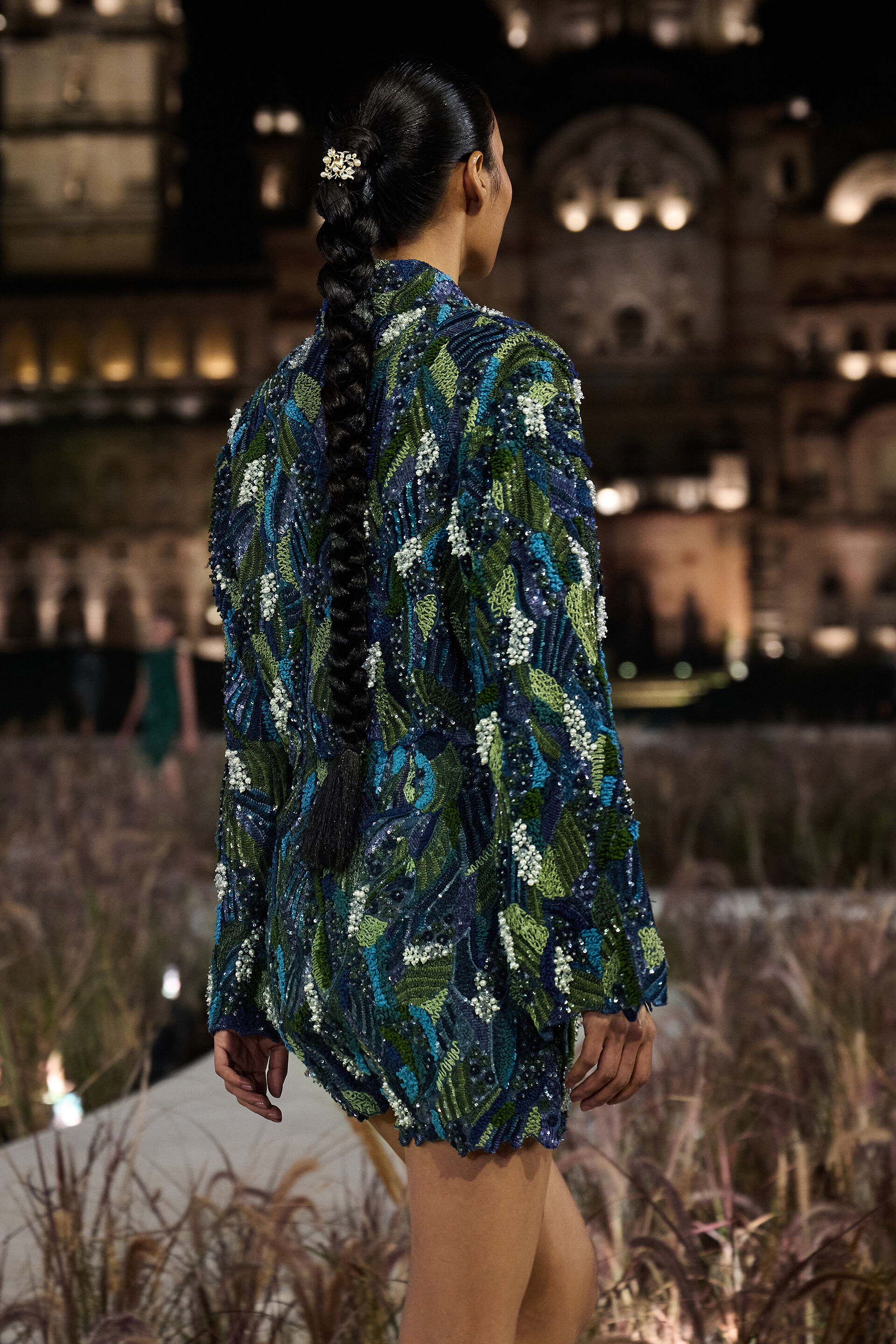 Azfrida Embroidered Skirt Set - Blue