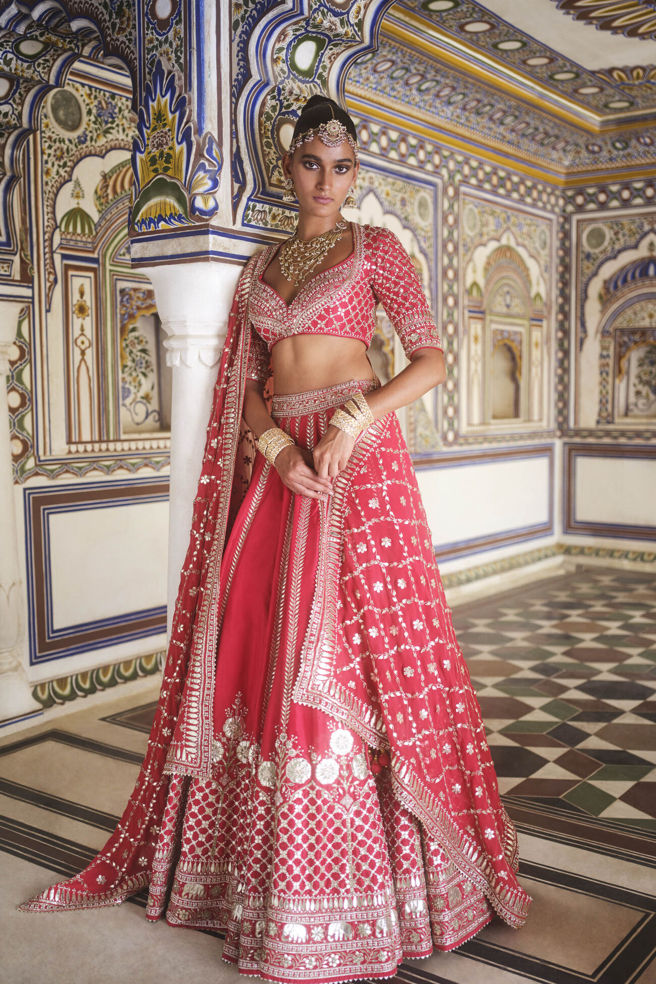 Tarangini Gota Patti Silk Lehenga - Red, Red, image 2