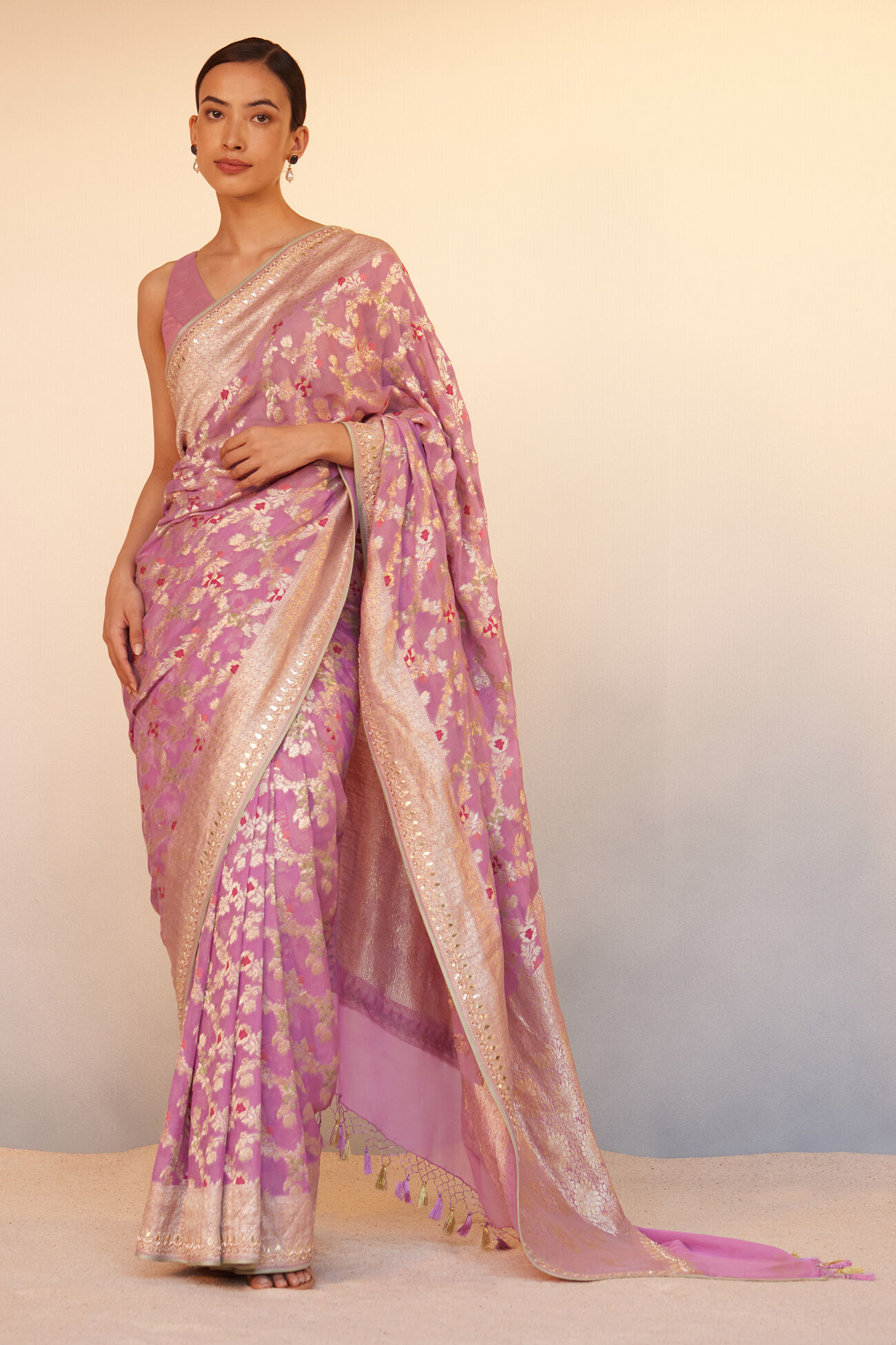 Nitara Benarasi Silk Saree - Lilac, Lilac, image 1