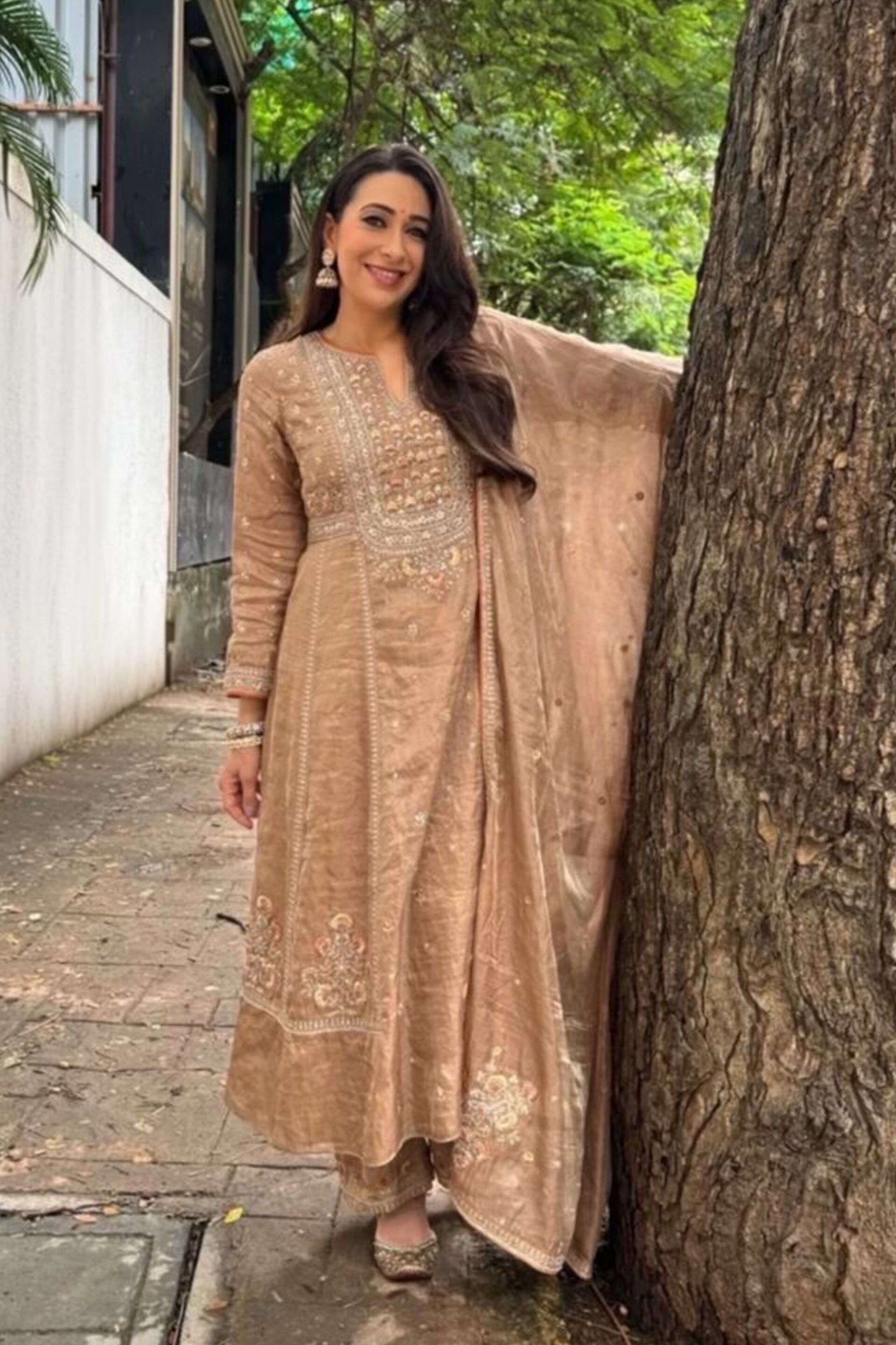 Yashna Embroidered Suit Set - Bronze