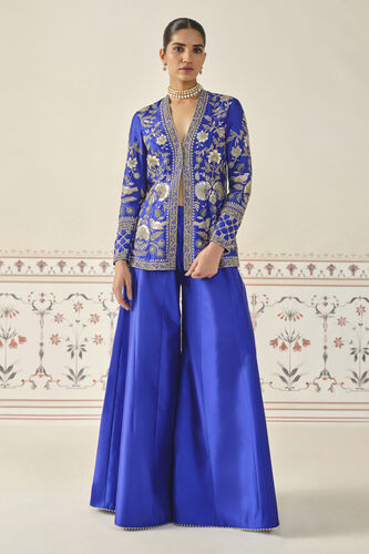 Sanaaya Gota Patti Silk Sharara Set - Blue, Blue, image 1