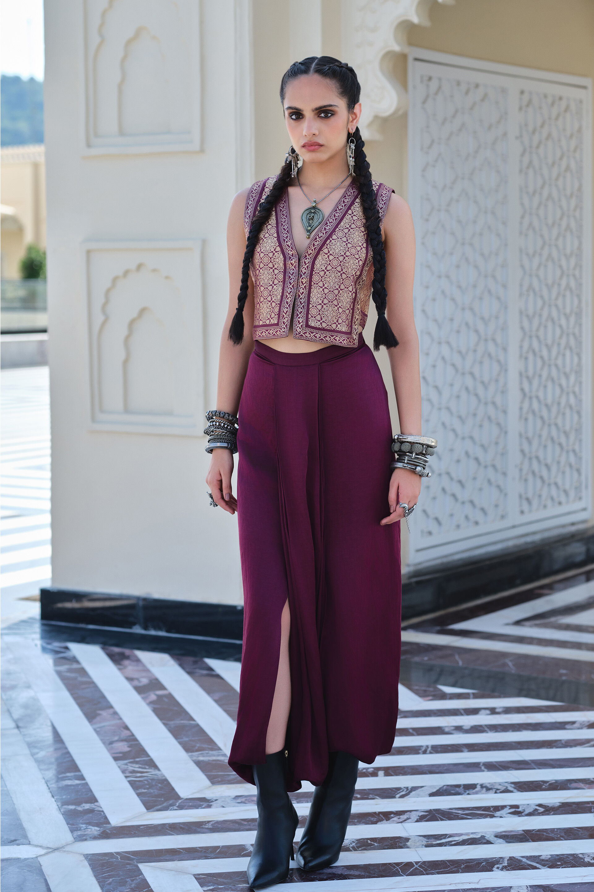 Ode Wine Benarasi Dhoti Pant Set