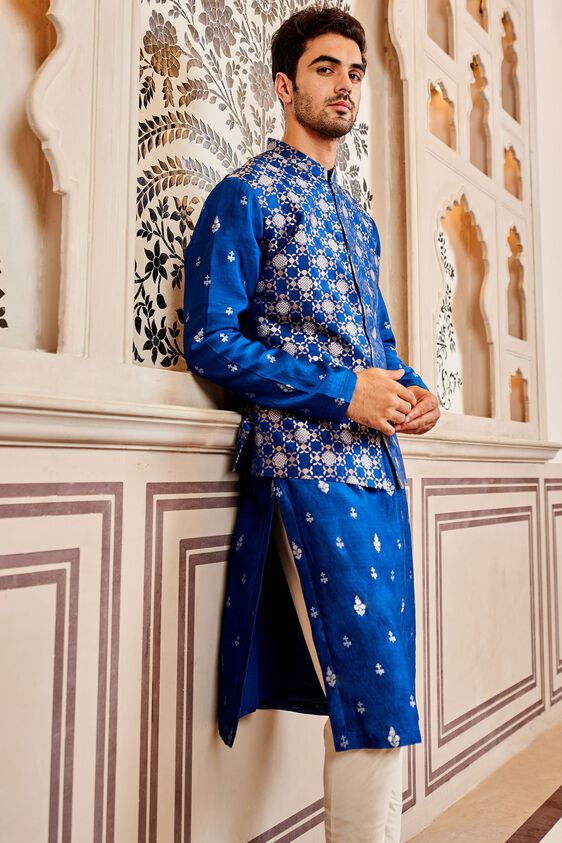 Nirved Nehru Jacket, Blue, image 7